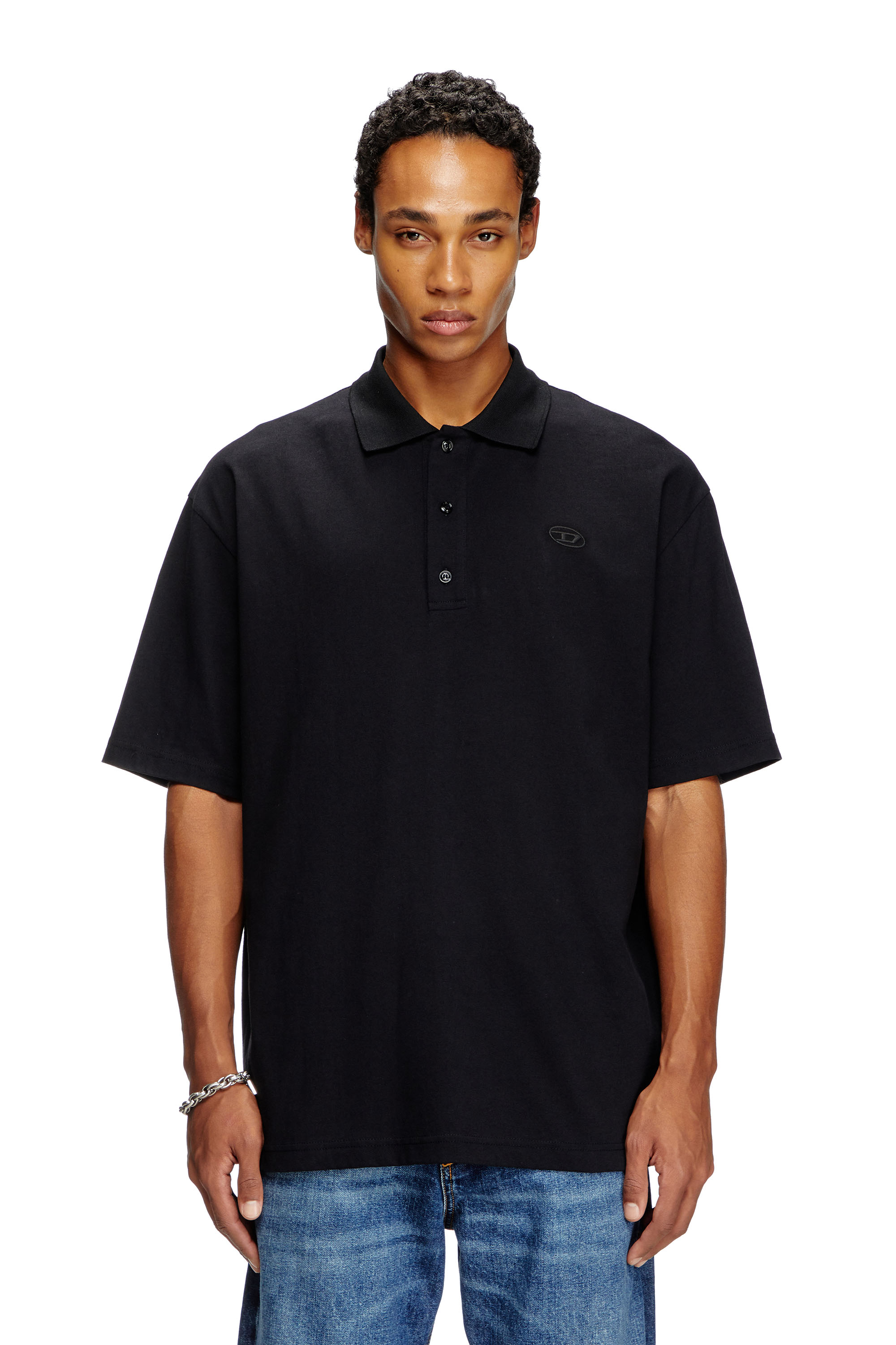 Diesel - T-VORT-MEGOVAL-D, Polo avec maxi oval D brodé Homme in Noir - 2