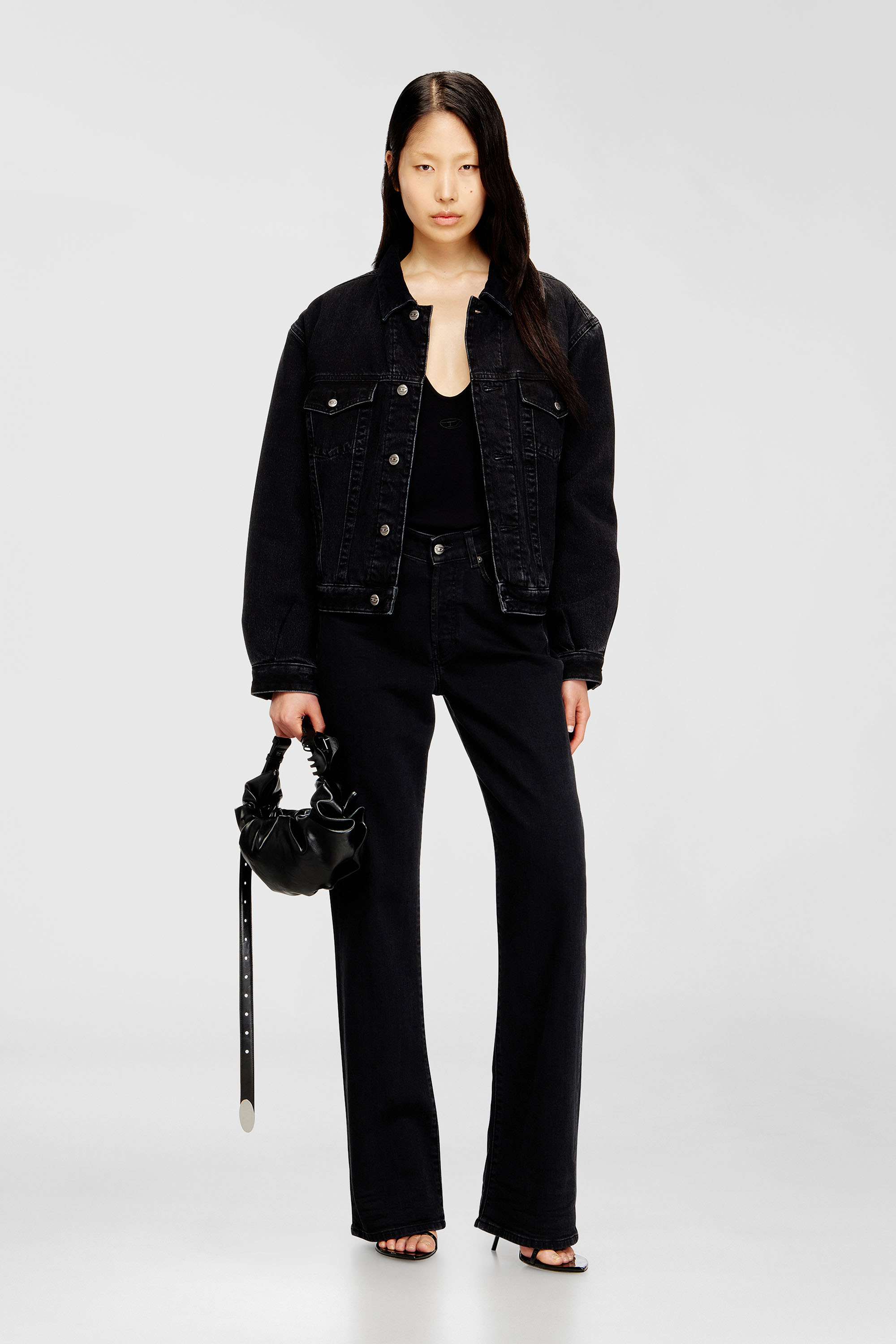 Diesel - D-RANGER-T, Veste rembourr&eacute;e de camionneur en denim Mixte in Noir - 2