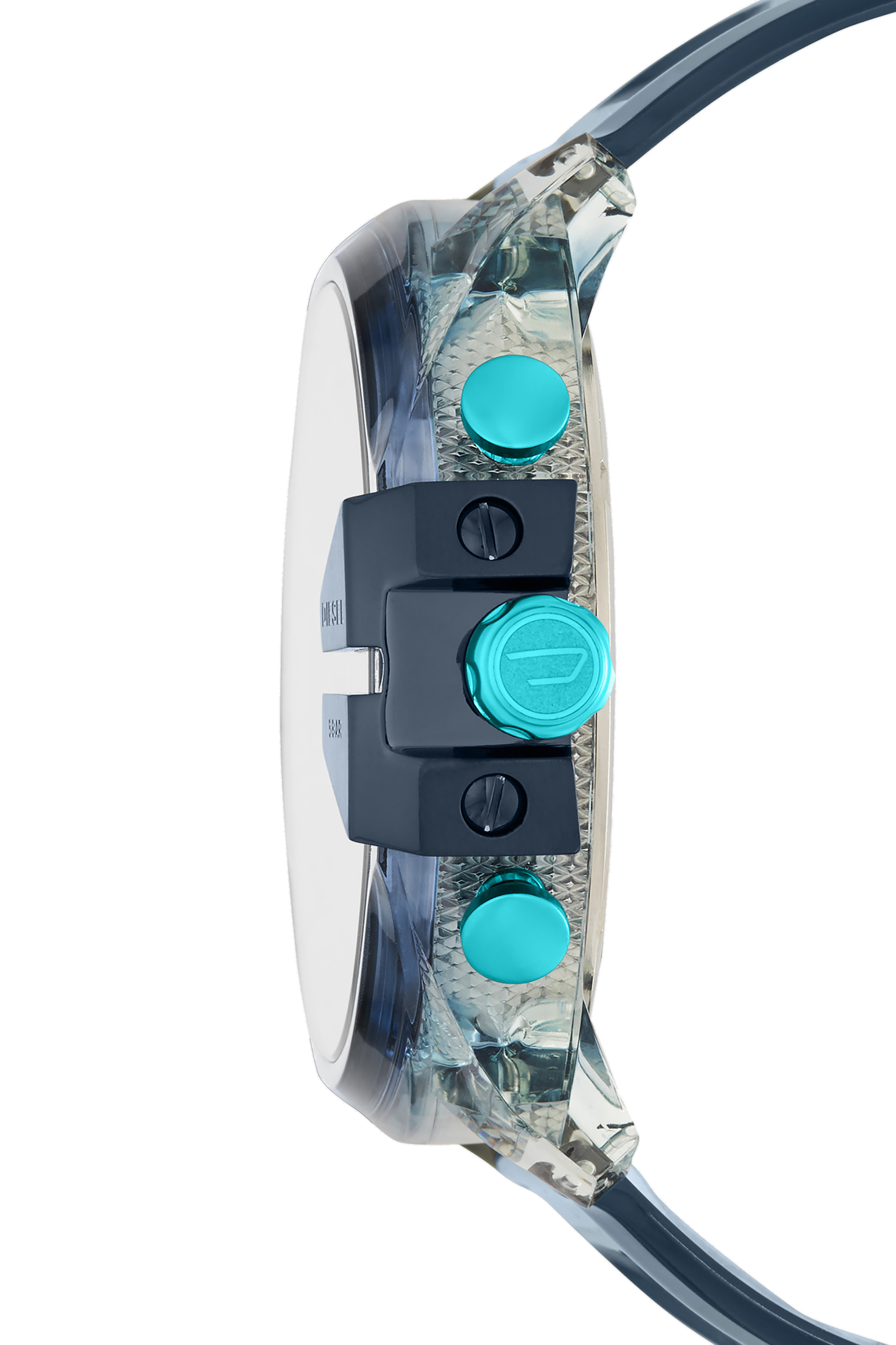 Diesel - DZ4487, Herren Mega Chief Uhr mit blauem Silikonarmband und Chronograph in Hellblau - 2