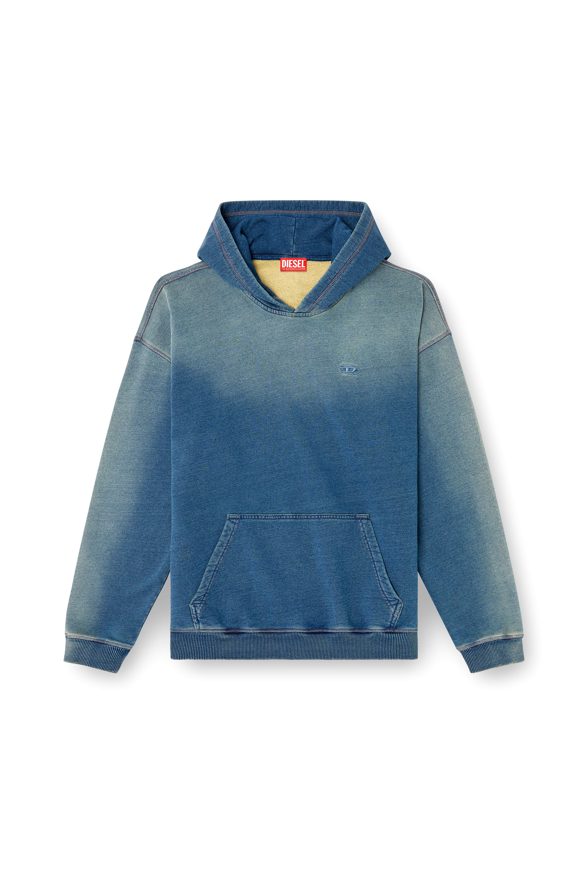 Diesel - S-BOXT-HOOD-R6, Herren Verblasster Hoodie mit Logo-Stickerei in Blau - 3