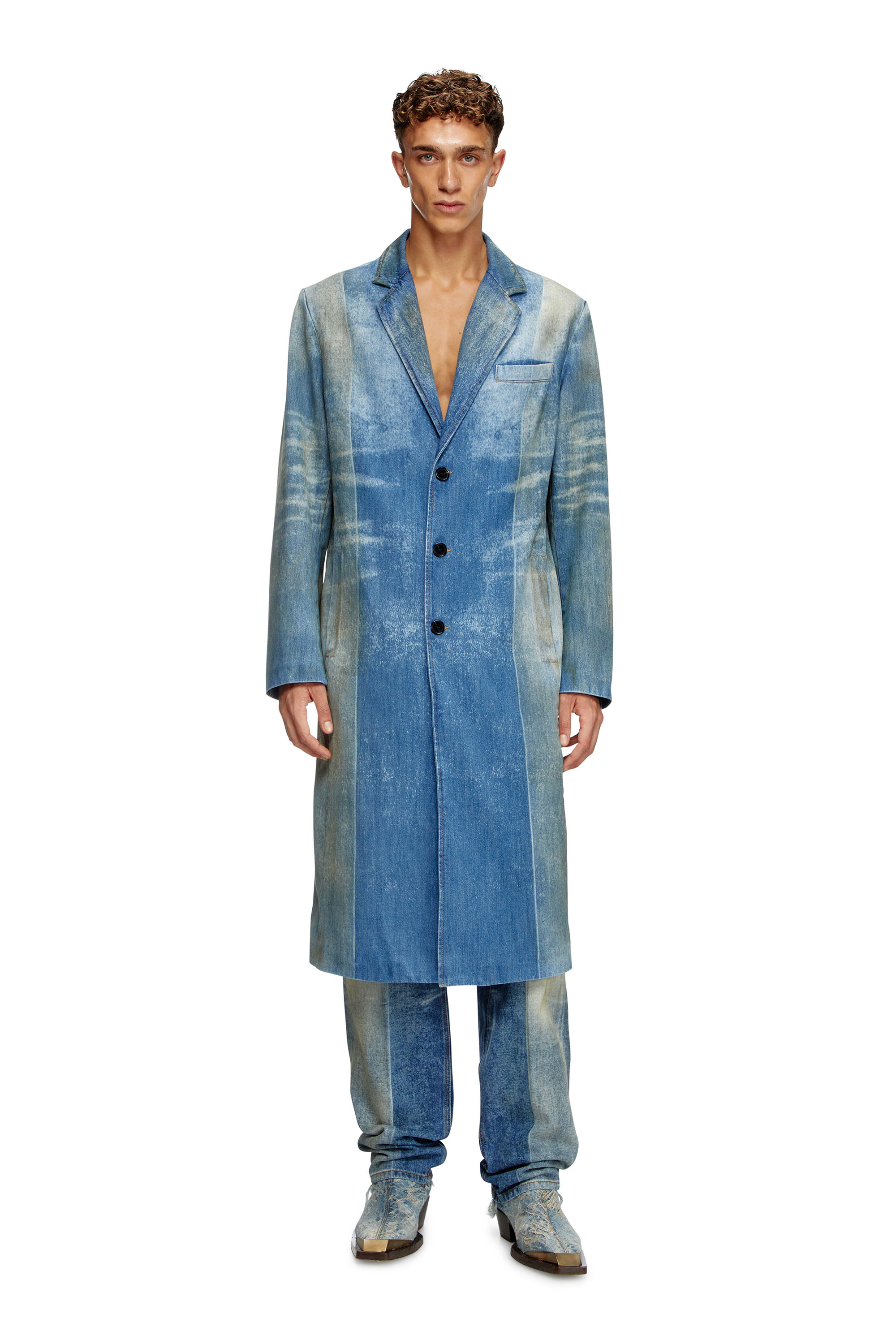 Diesel - D-BALZER-MID-FSF, Cappotto in denim con motivo solarizzato Uomo in Blu - 2