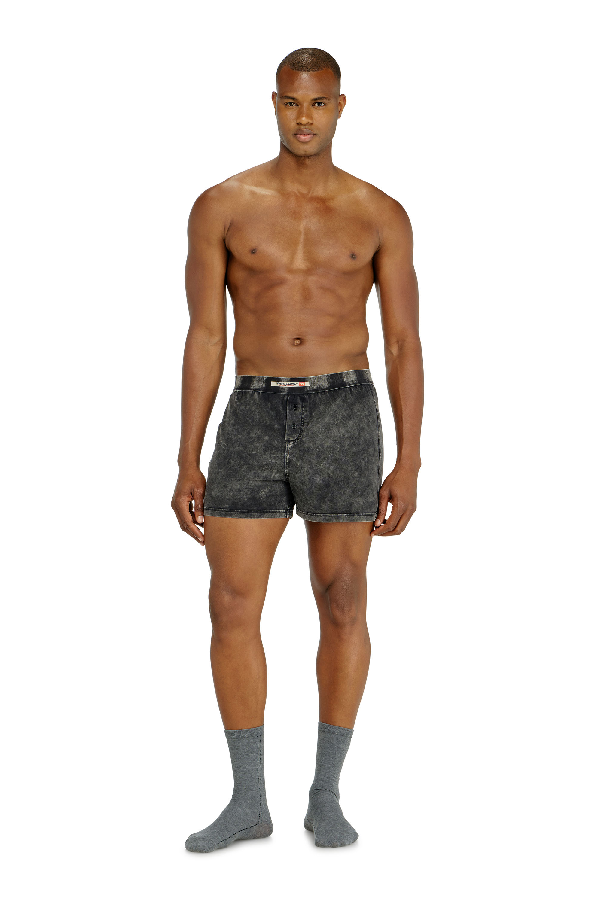 Diesel - STARPER-EL-DNM, Herren Boxers aus Baumwolle mit Denim-Effekt in Dunkelgrau - 1