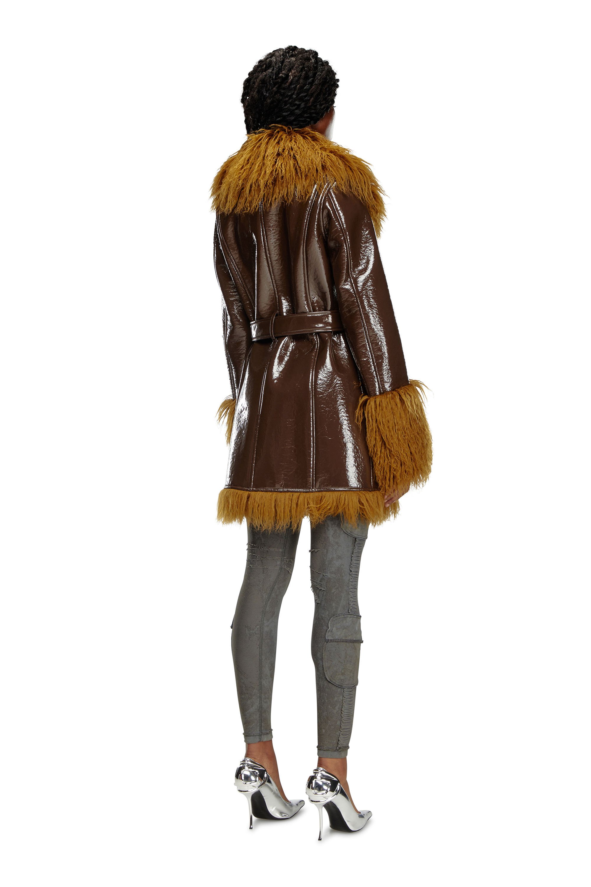 Diesel - G-LACIER, Trench coated con bordi shaggy Donna in Marrone - 4