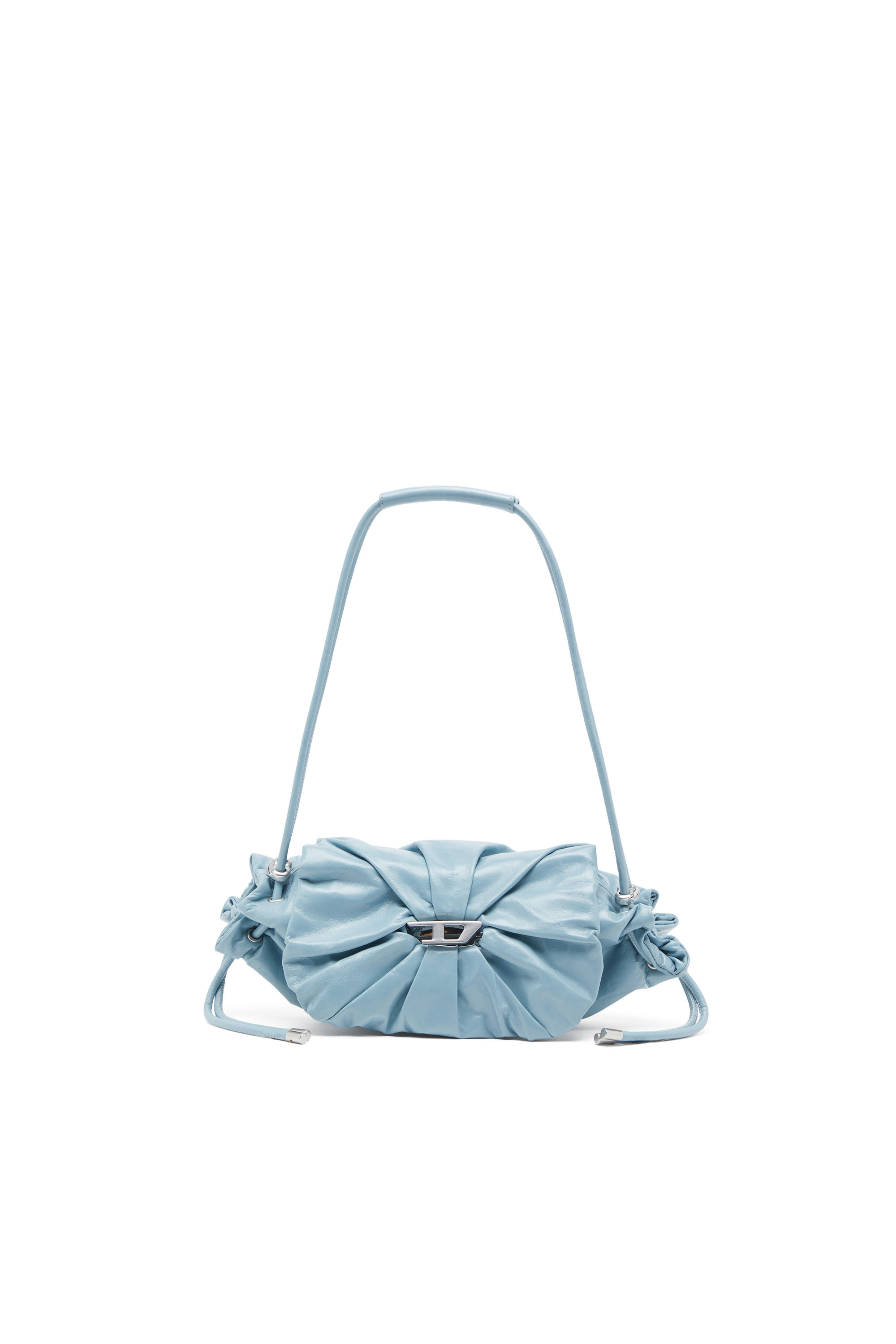 Diesel - SCRUNCH-D SHOULDER S, Damen Schultertasche aus Knitter-Leder in Azurblau - 1