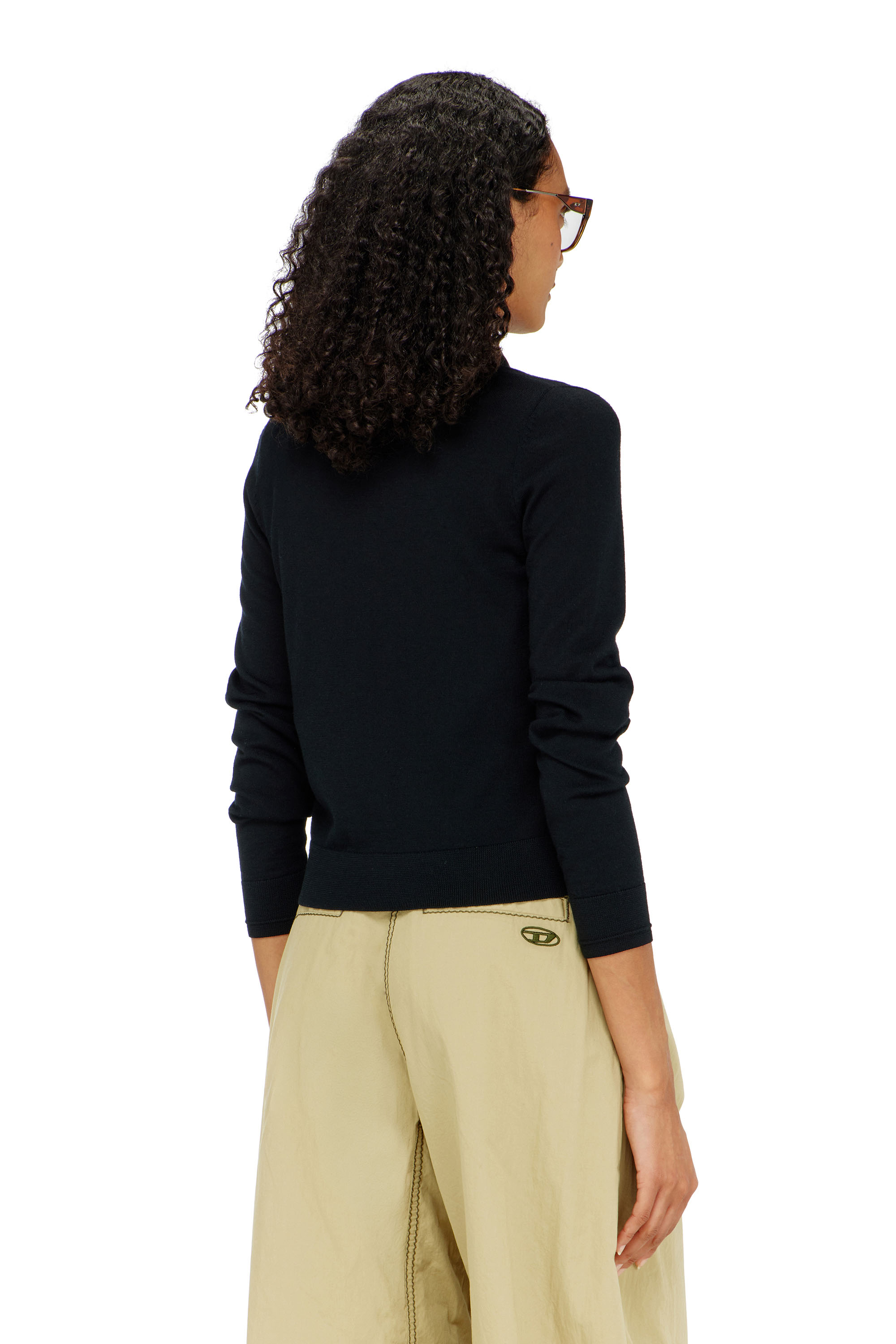 Diesel - M-ALIMA, Damen Cardigan aus Wolle mit Cut-out-Logo in Schwarz - 4