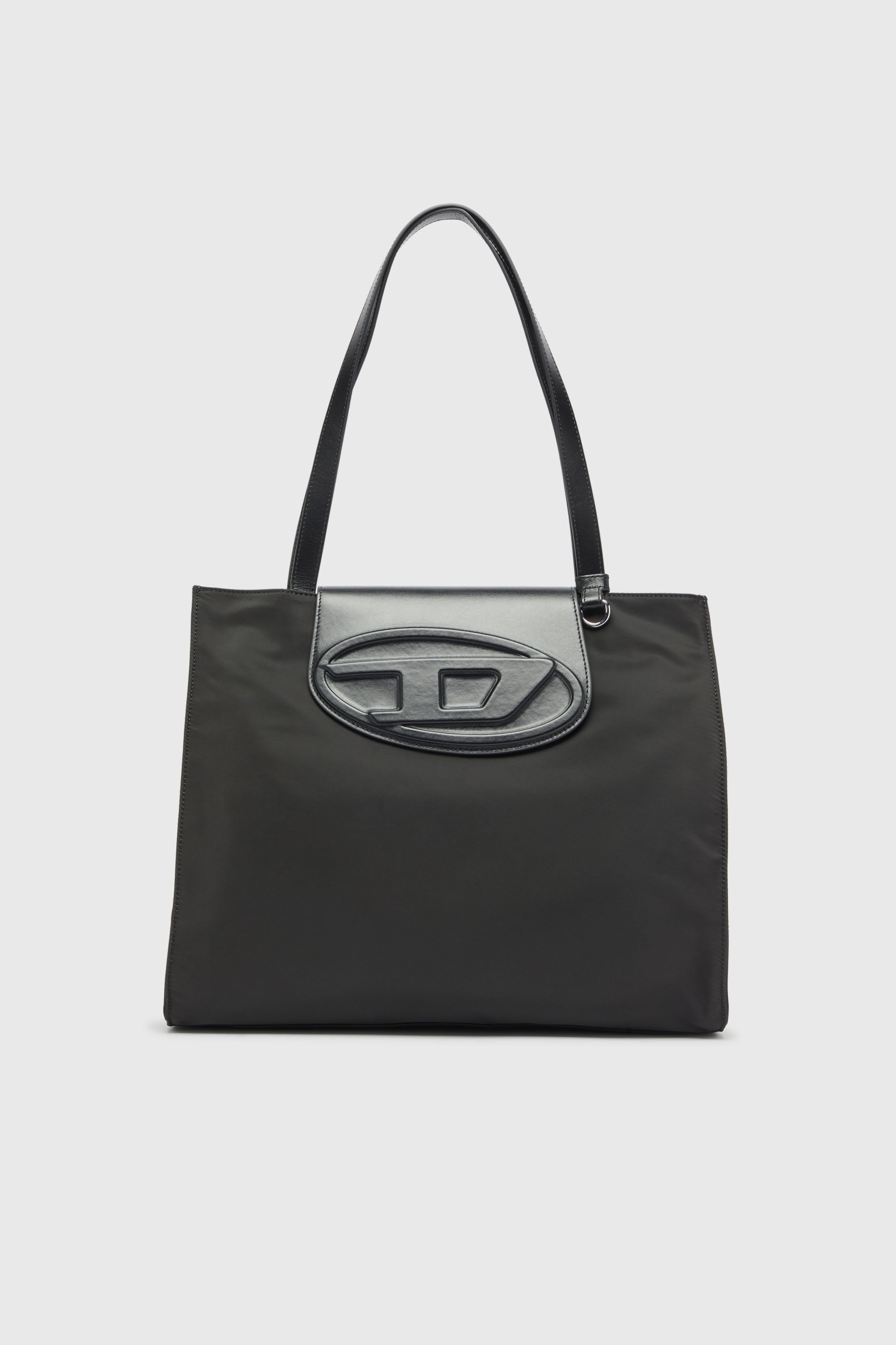 Diesel - 1DR TOTE E/W, 1DR - Sac shopping en nylon avec rabat en cuir Mixte in Noir - 1