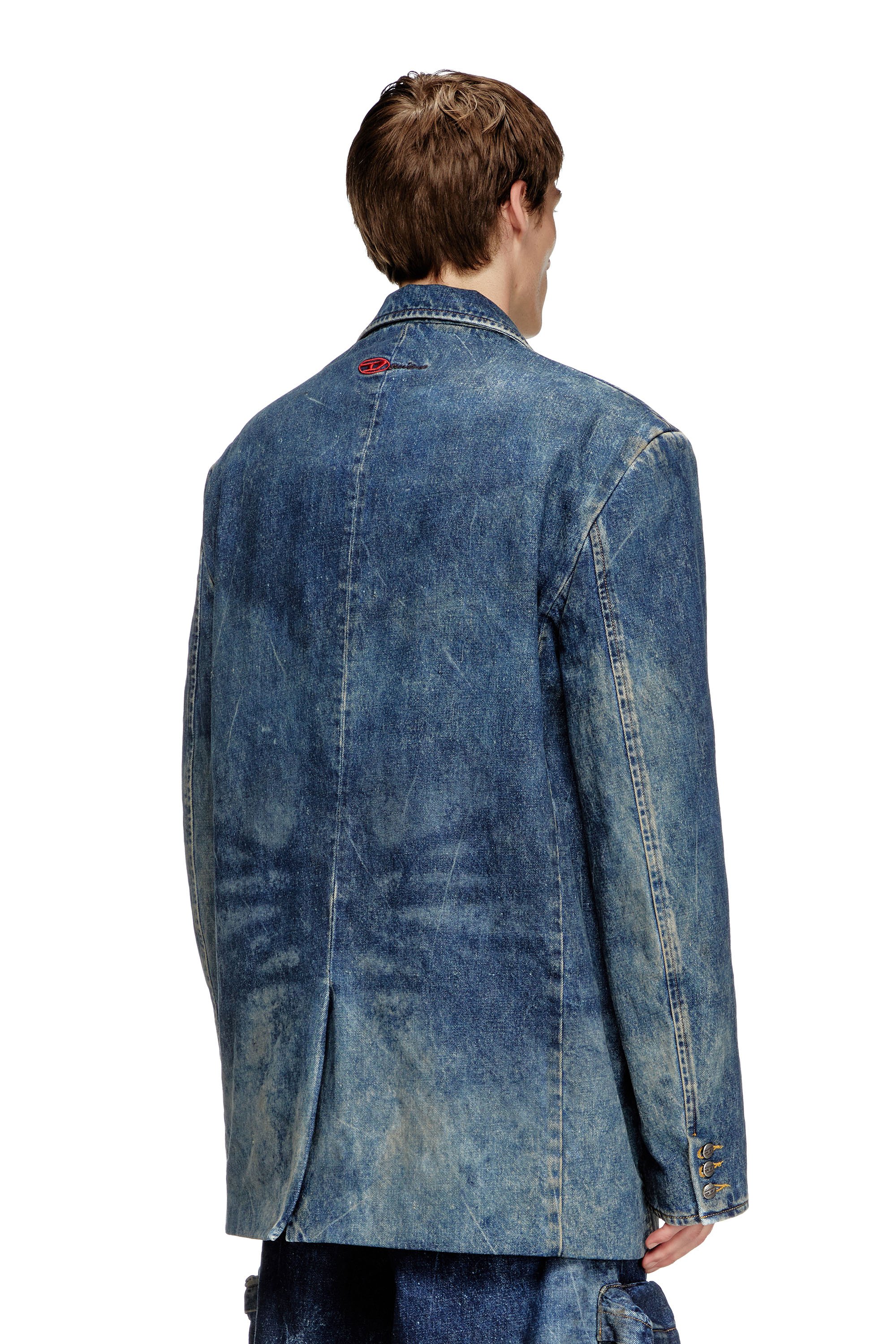 Diesel - D-OVER-DD, Blazer en denim effet sali traité à la main Mixte in Bleu - 4