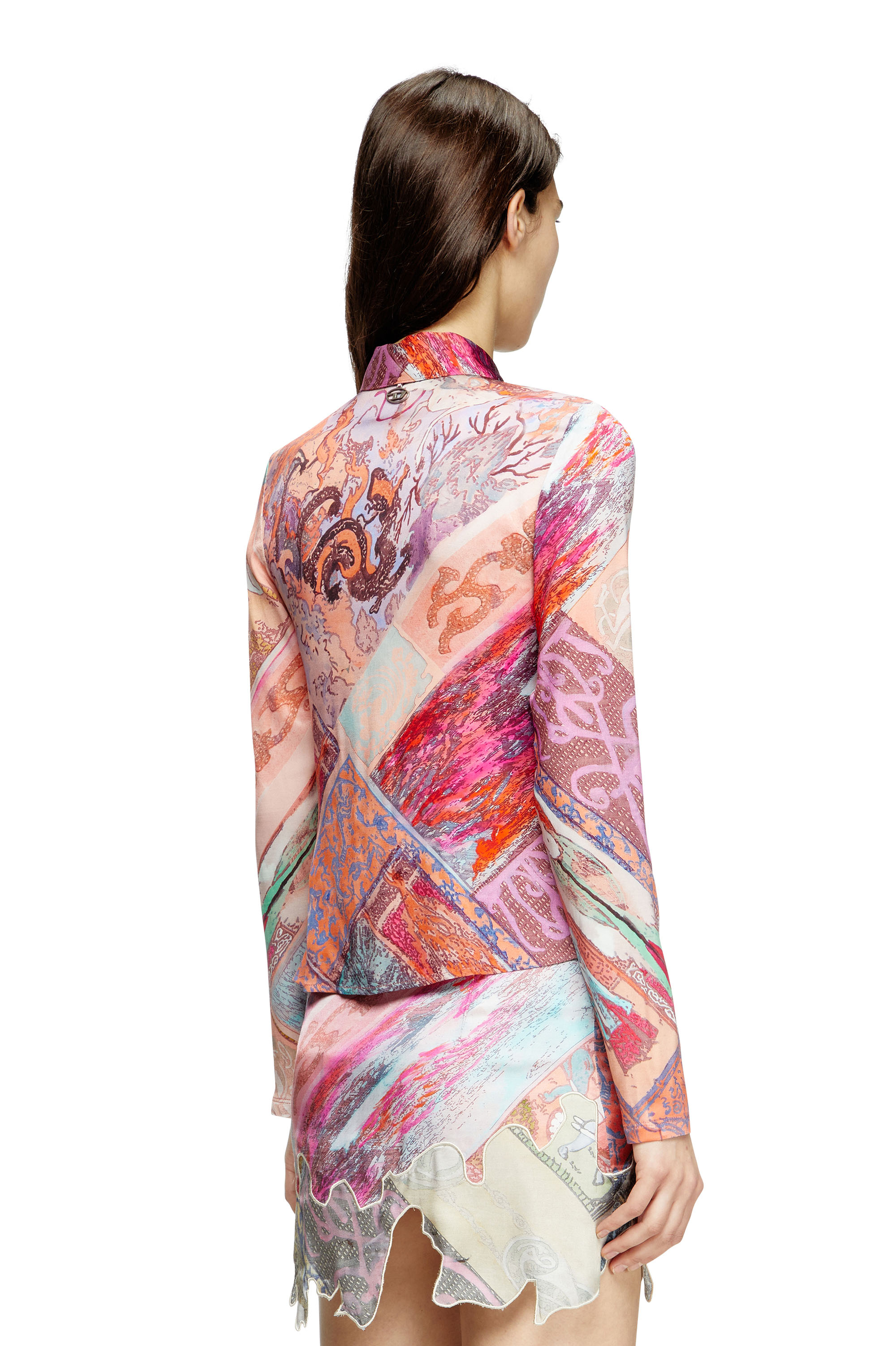 Diesel - C-AMELIA, Chemise en viscose stretch avec imprimé héraldique Femme in Rose - 4