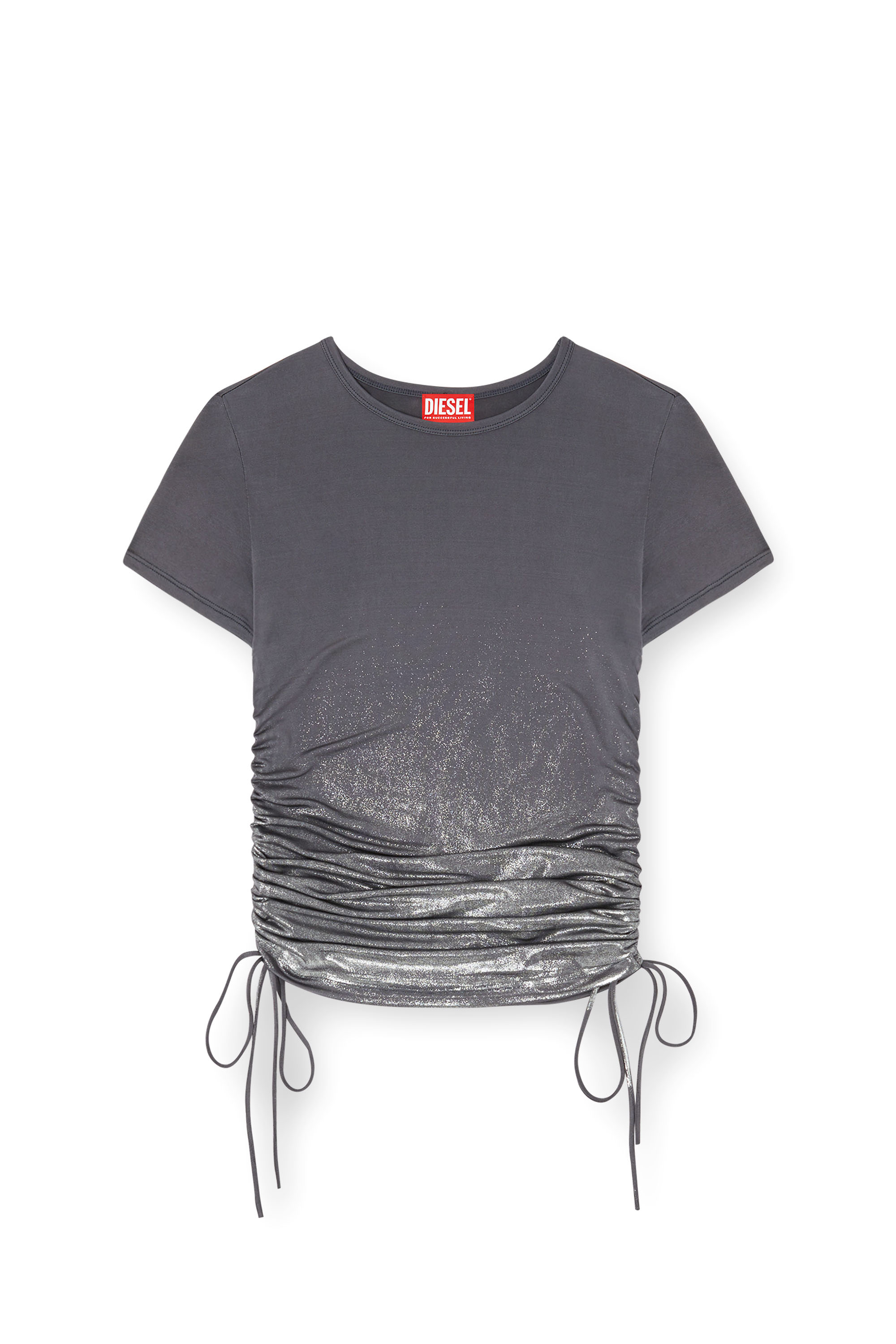 Diesel - T-REY, Jersey top con coulisse sui fianchi Donna in Grigio - 2