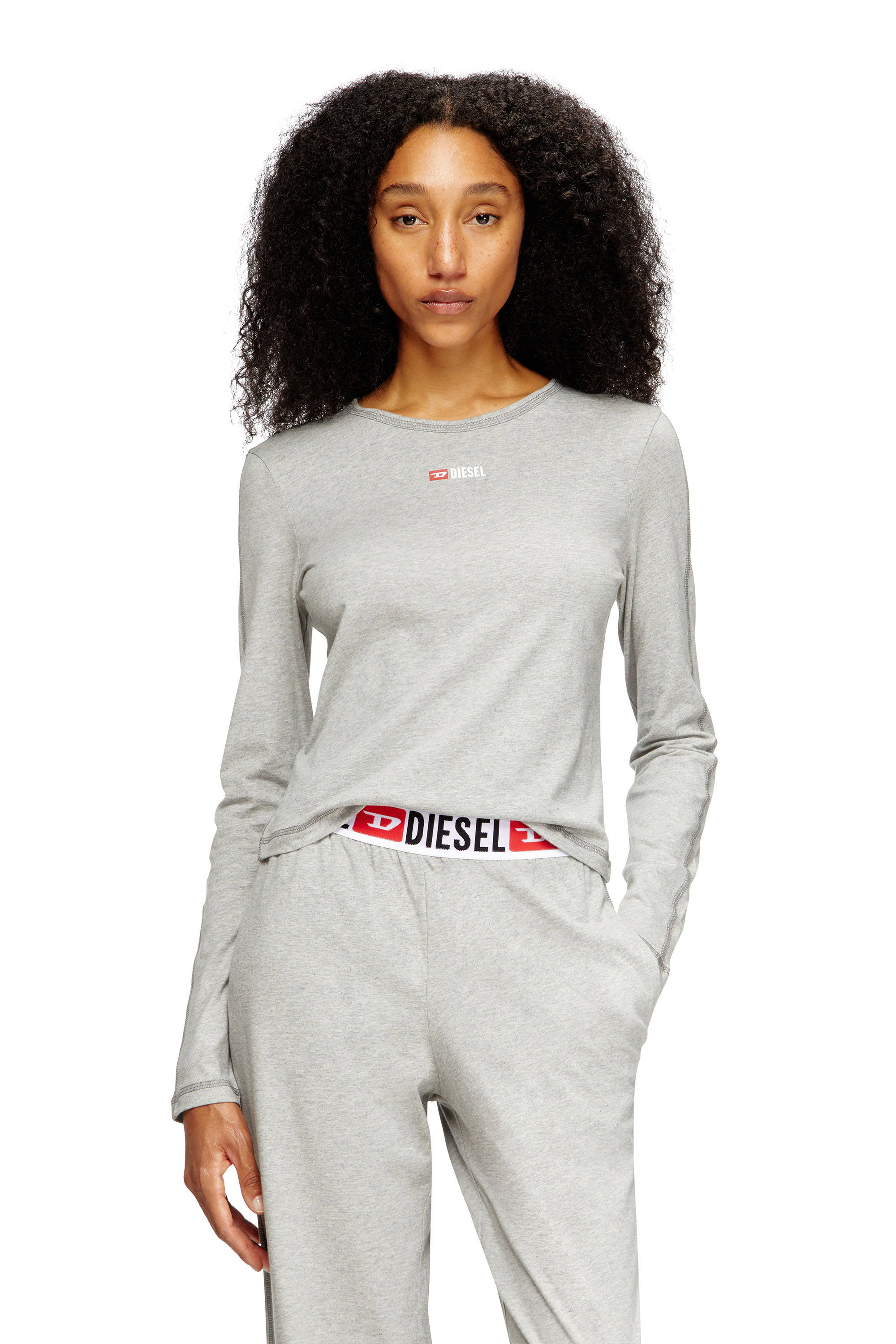 Diesel - SET-GILDA-D-CORE, Damen Pyjamas aus Stretch-Baumwolle in Hellgrau - 3