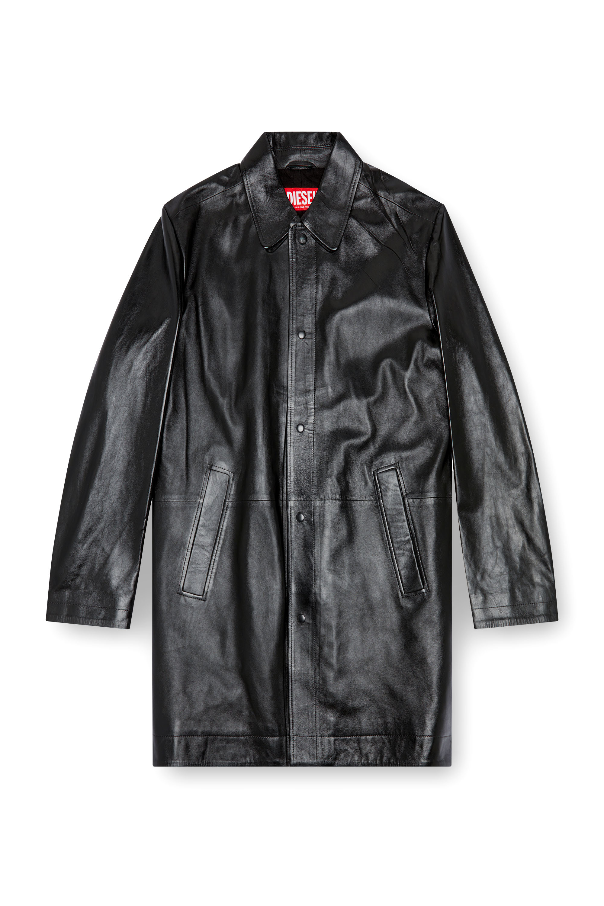 Diesel - L-CORDIER, Man Coated leather coat in Black - Image 5