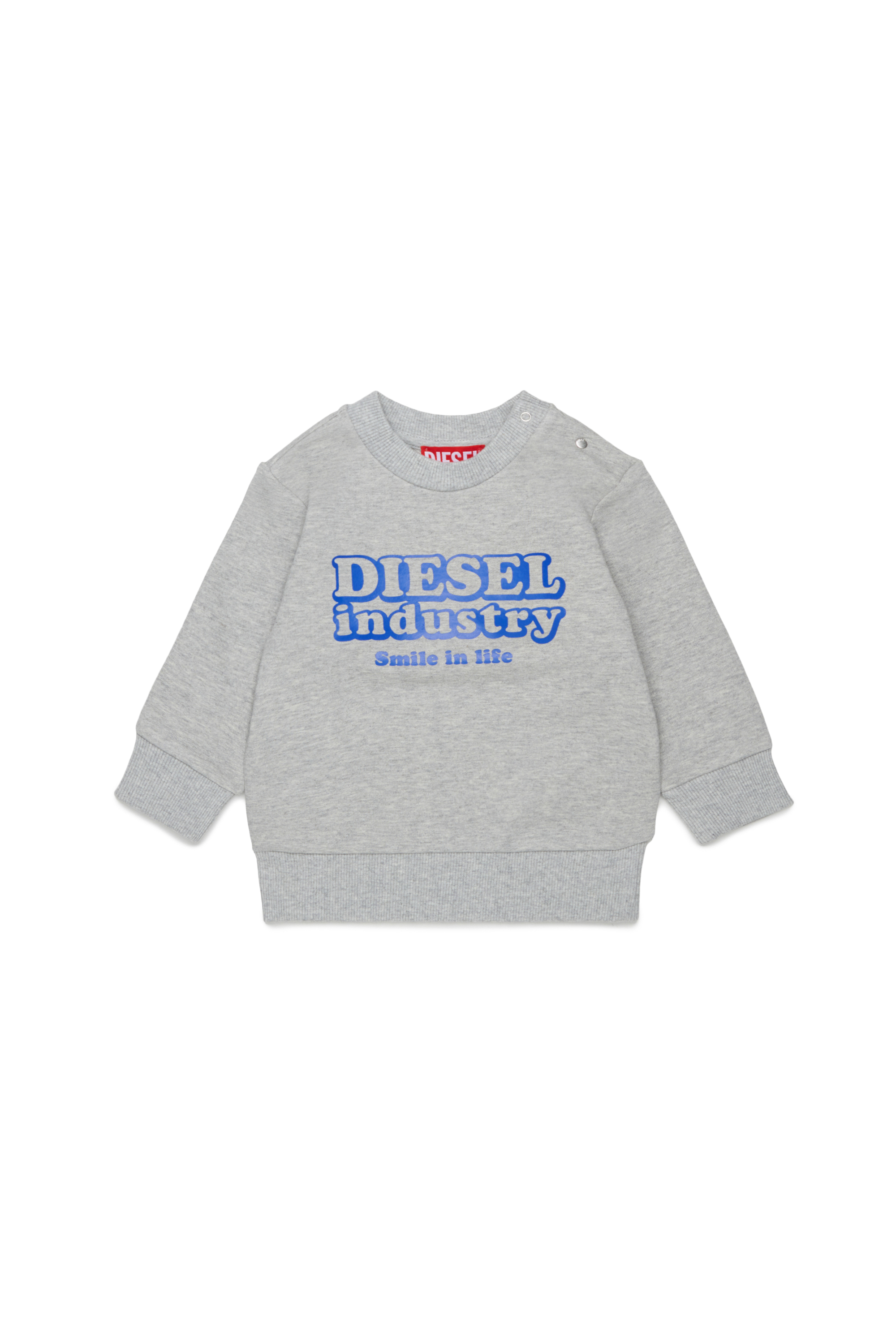 Diesel - SLODIMB, Sweatshirt en coton avec imprim&eacute; Diesel Industry Homme in Gris - 1
