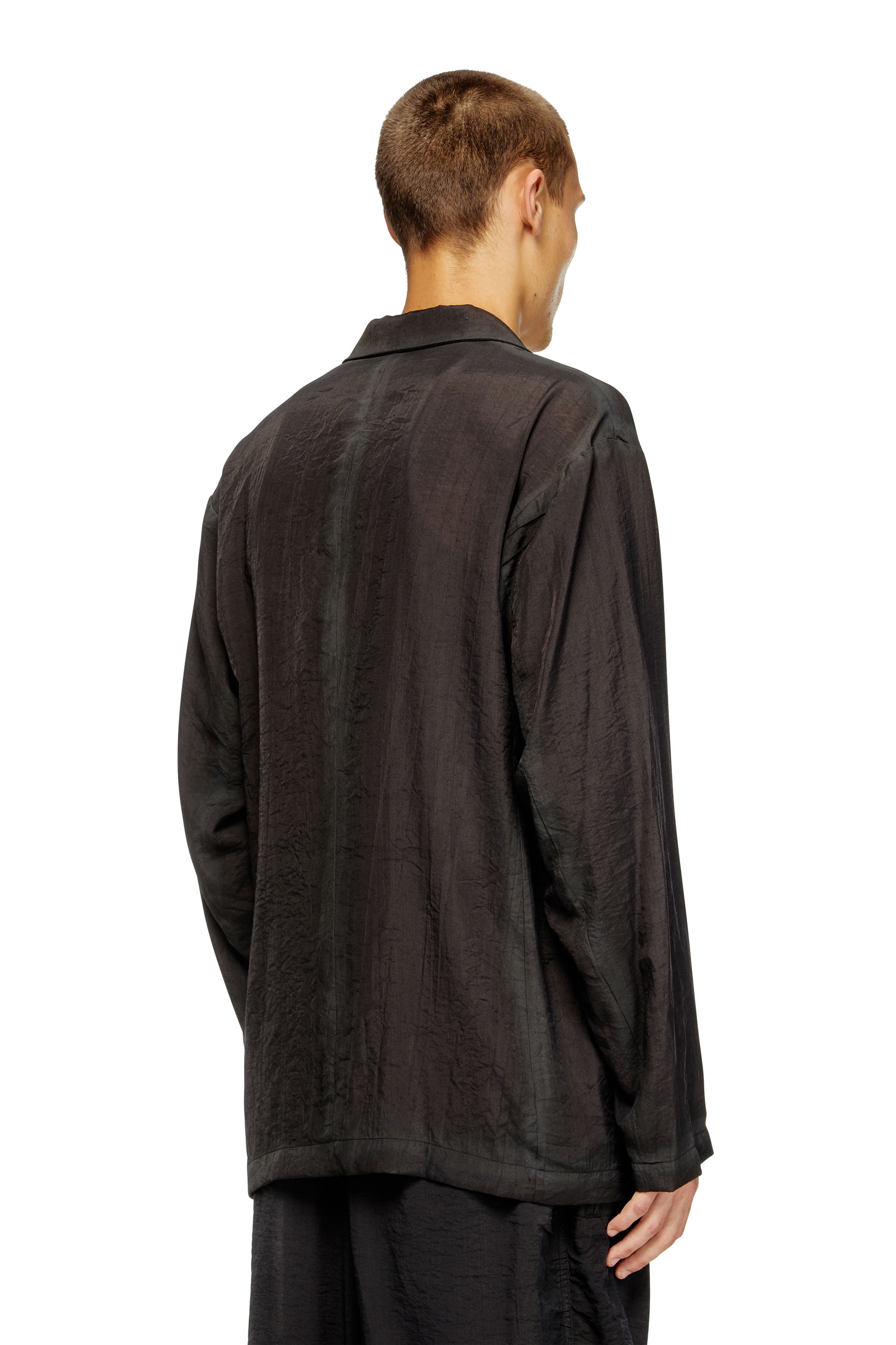 Diesel - J-KEYSERY, Blazer croisé en tissu froissé Homme in Gris - 3