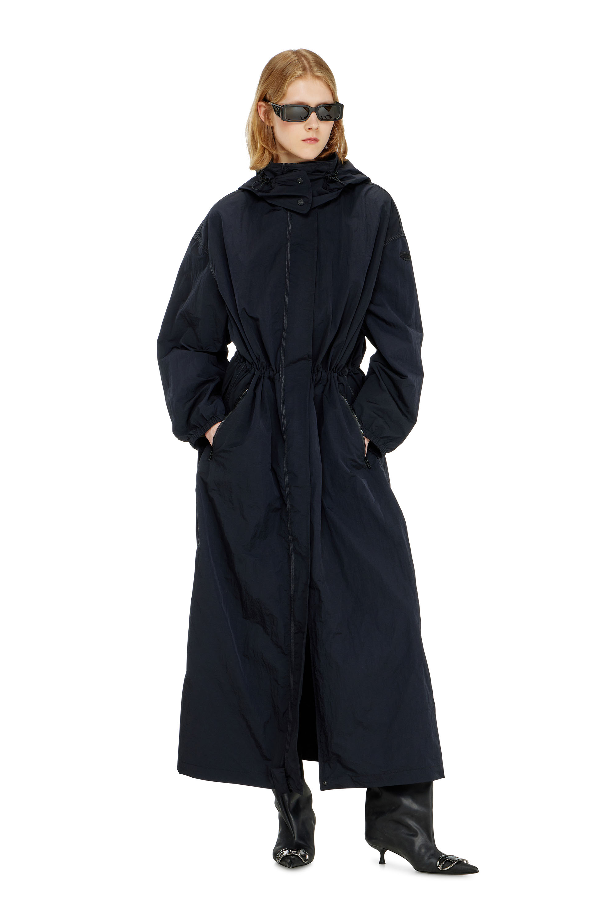 Diesel - G-ASTER-T1, Trench in nylon con cappuccio rimovibile Donna in Blu - 1