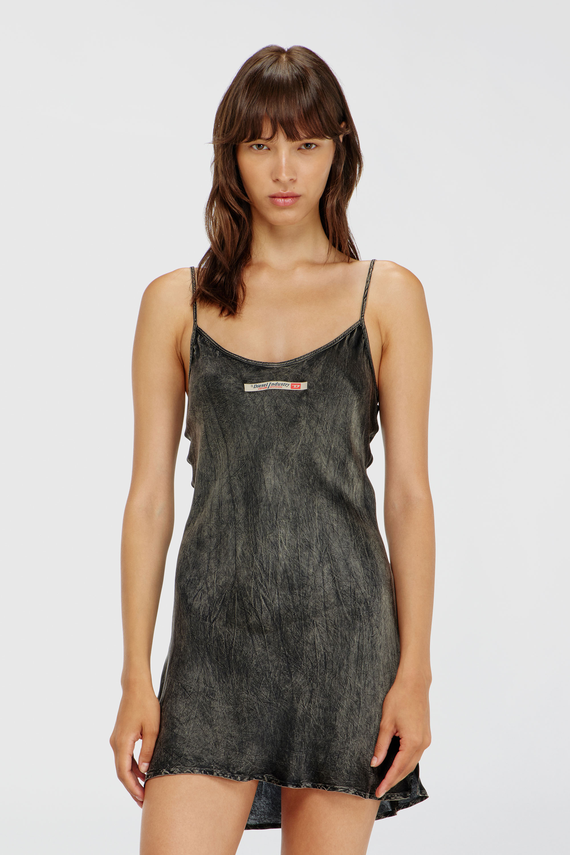 Diesel - CASSIDY-DNM, Abito sottoveste in viscosa con spalline a spaghetto Donna in Nero - 1