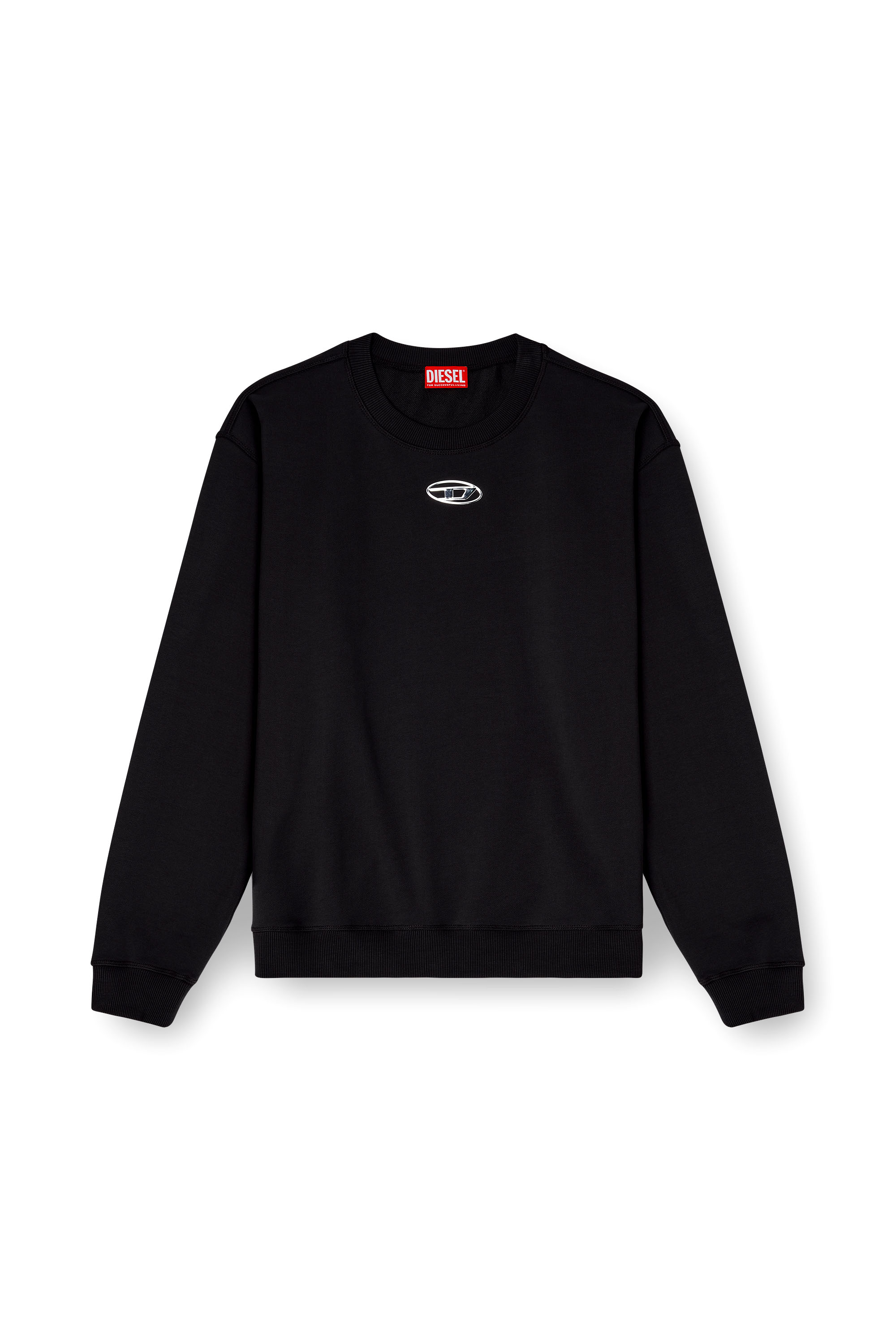 Diesel - S-NORM-IOD, Pull régulier avec Oval D métallique Homme in Noir - 3