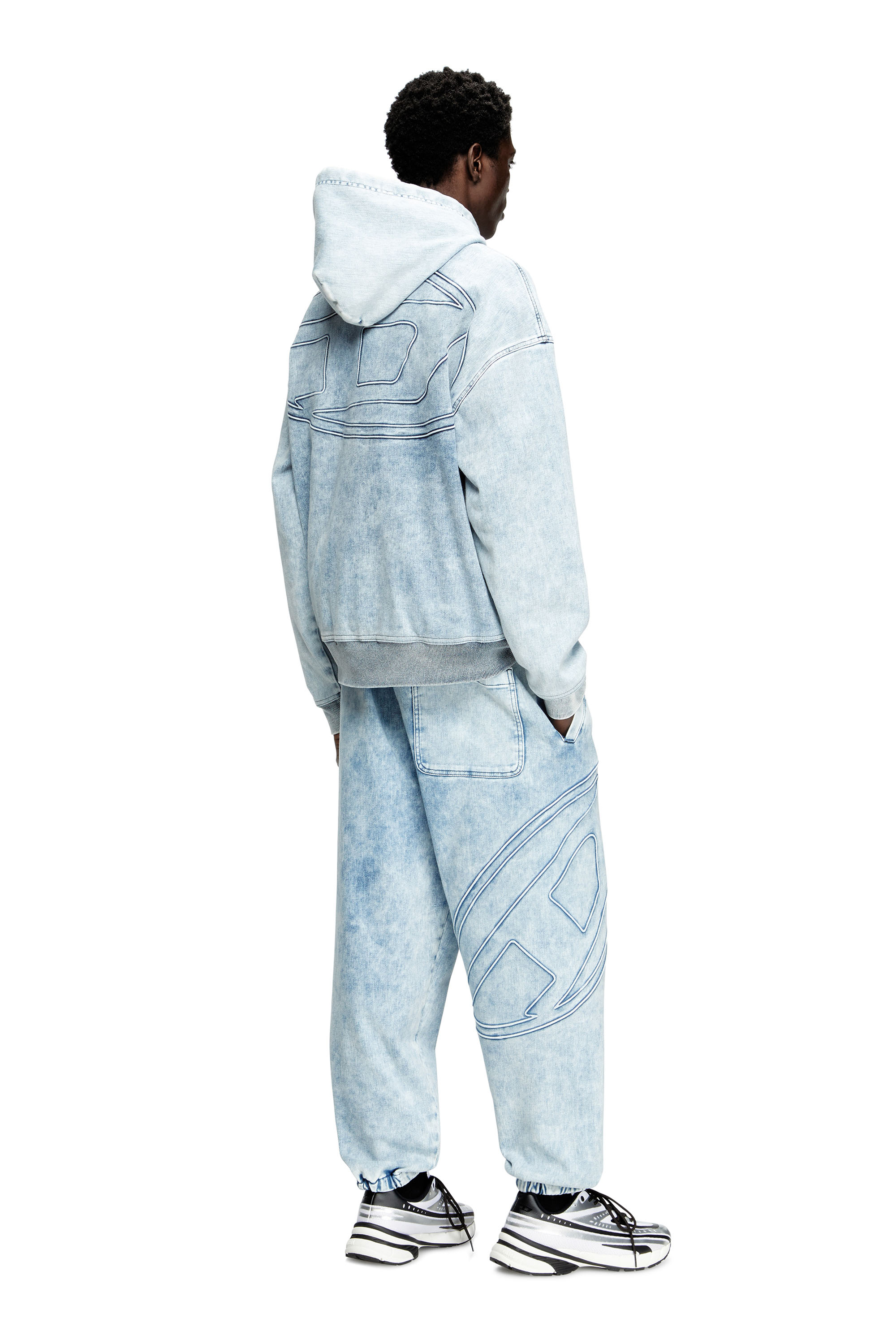 Diesel - D-REBBIT-S-TRACK, Sweatshirt à capuche en denim marbré Mixte in Bleu - 1