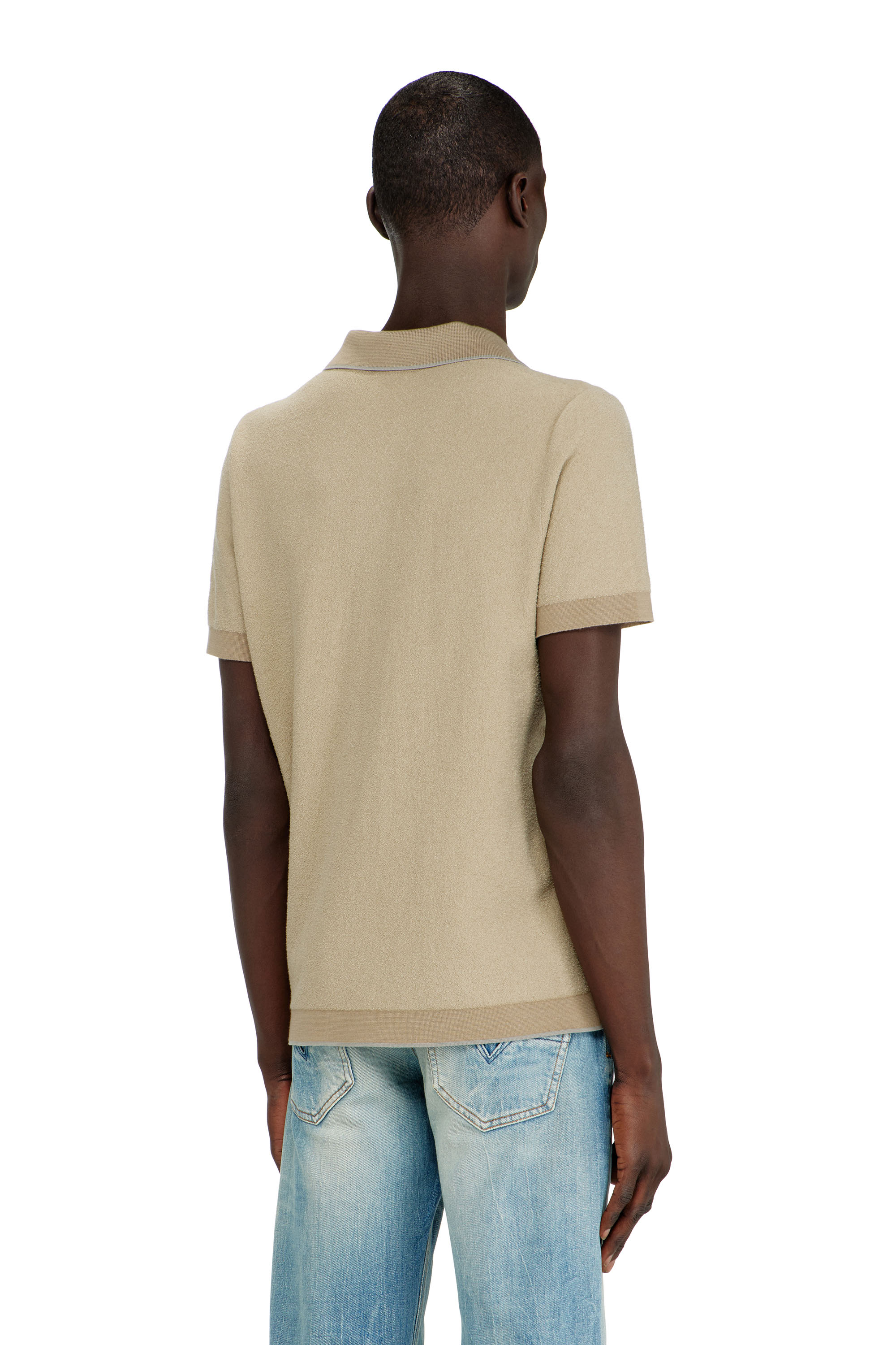 Diesel - K-RAILES, Polo en maille boucl&eacute; avec logo Phoenix Homme in Beige - 4
