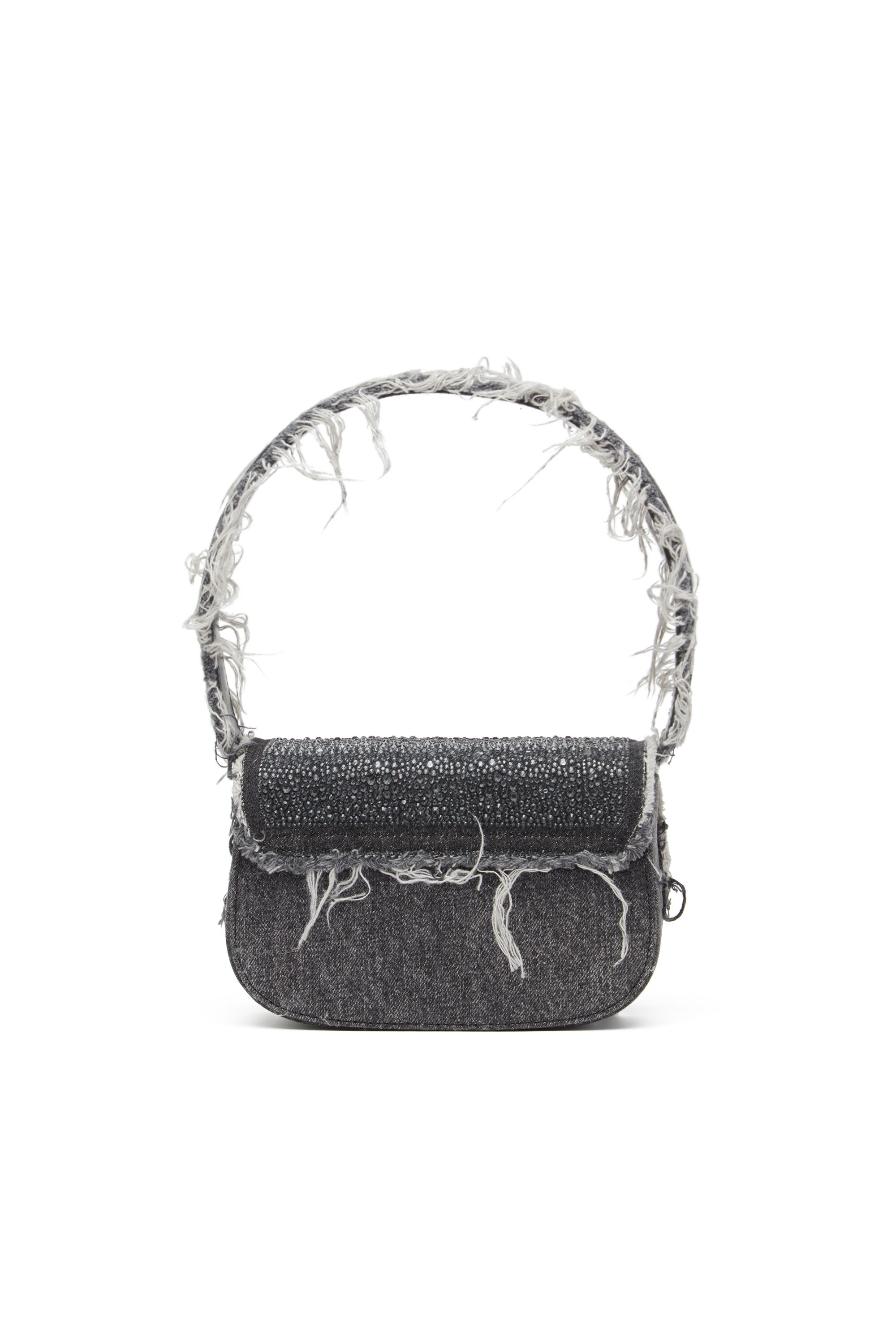 Diesel - 1DR, Woman 1DR-Iconic shoulder bag in denim and crystals in Black - Image 3