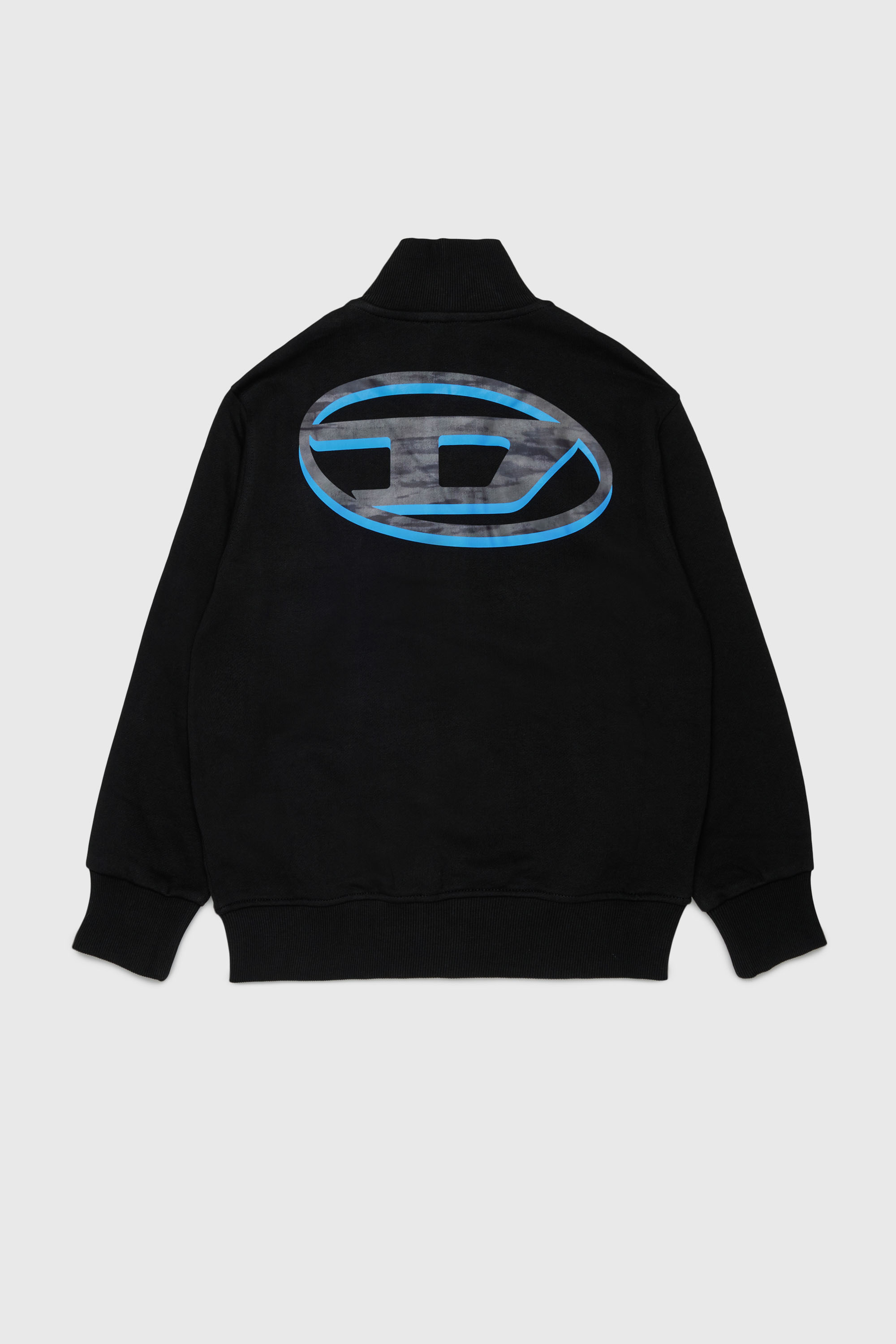 Diesel - SVELLYZIP OVER, Felpa con zip e stampa Oval D bicolore Uomo in Nero - 2