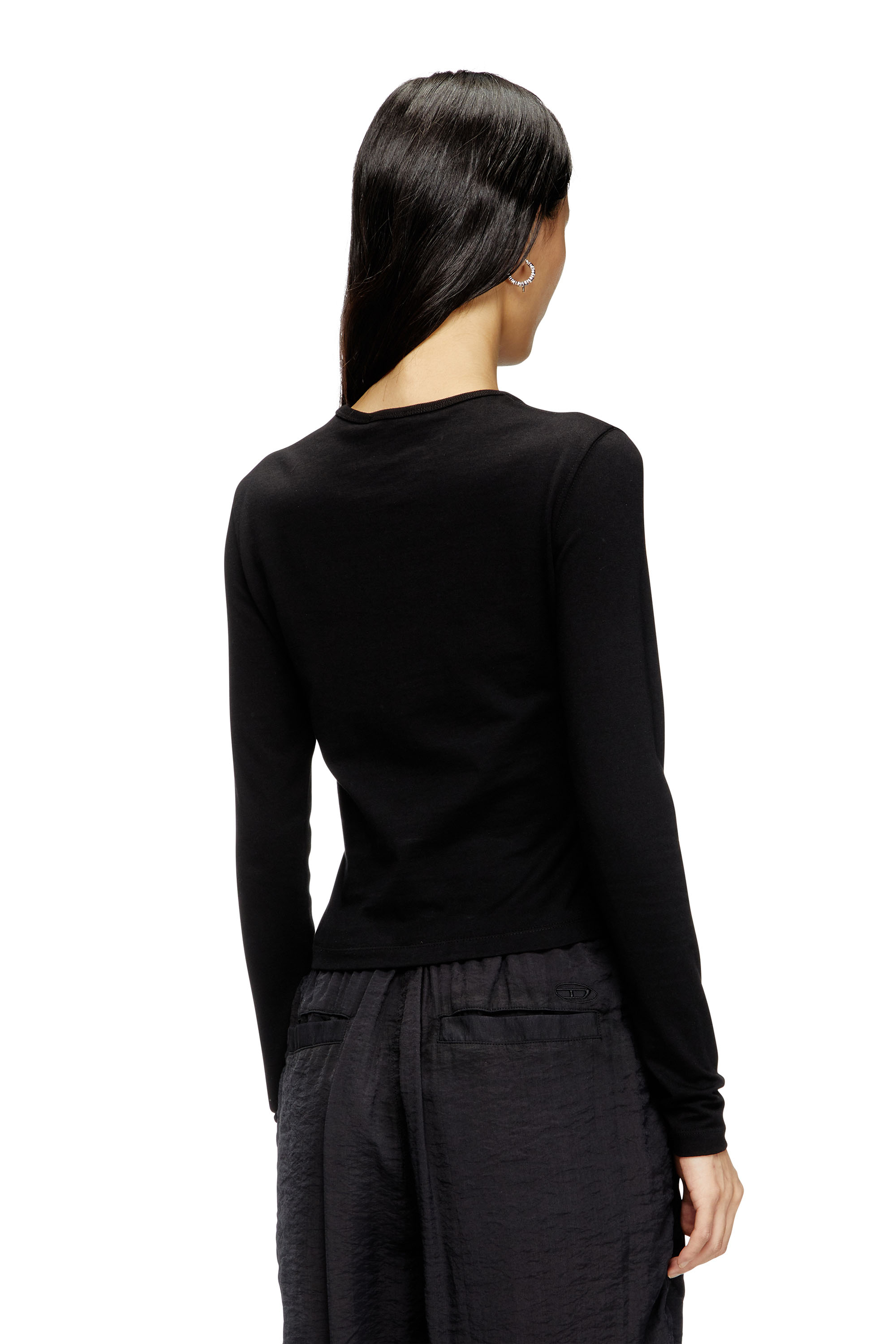 Diesel - T-UNCUTIE-LONG-LS-OD, Damen Langarm-Oberteil mit Oval D-Ausschnitt in Schwarz - 4