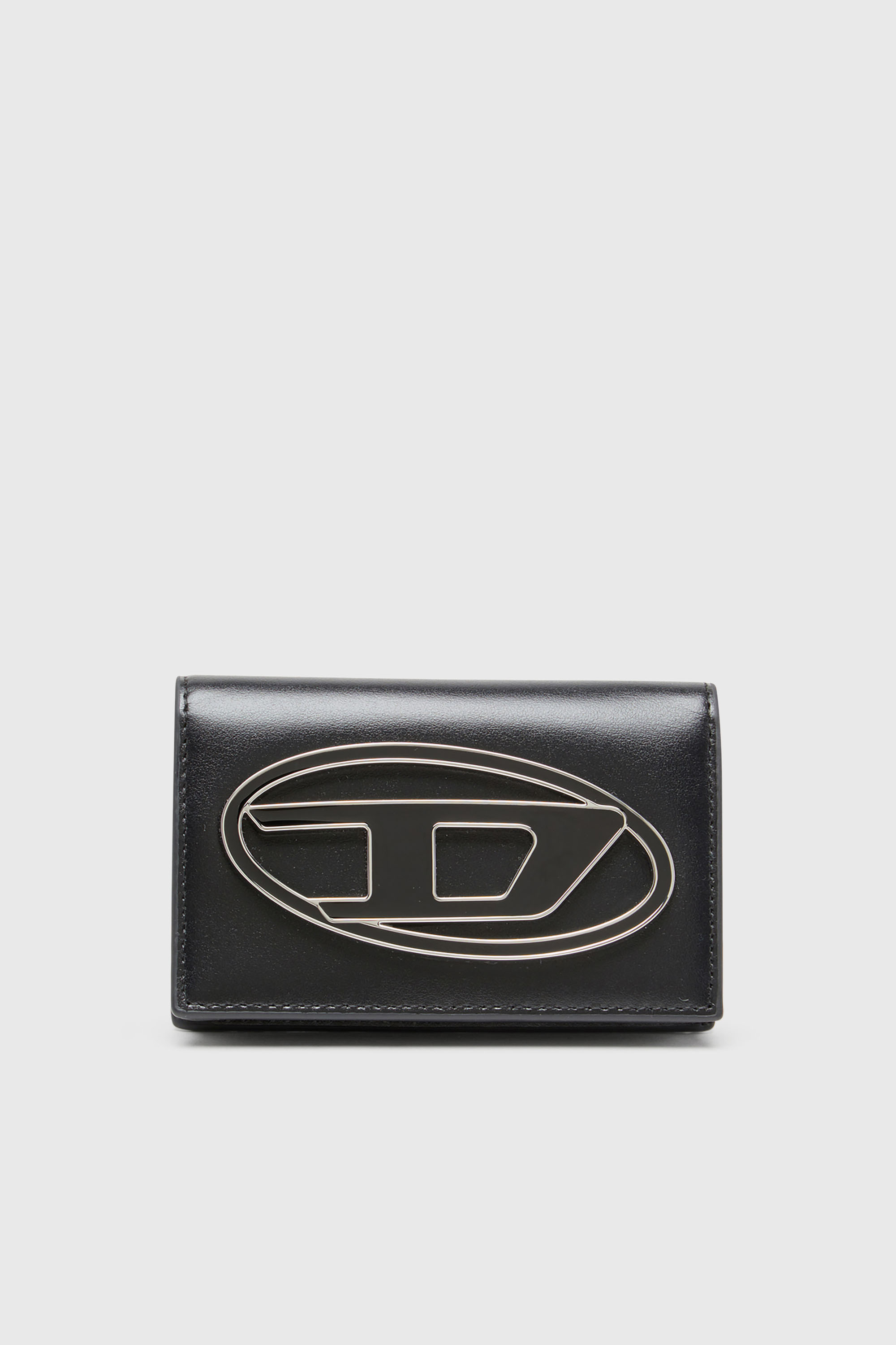 Diesel - 1DR CARD HOLDER IV, Portacarte in pelle con Oval D smaltato Donna in Nero - 1