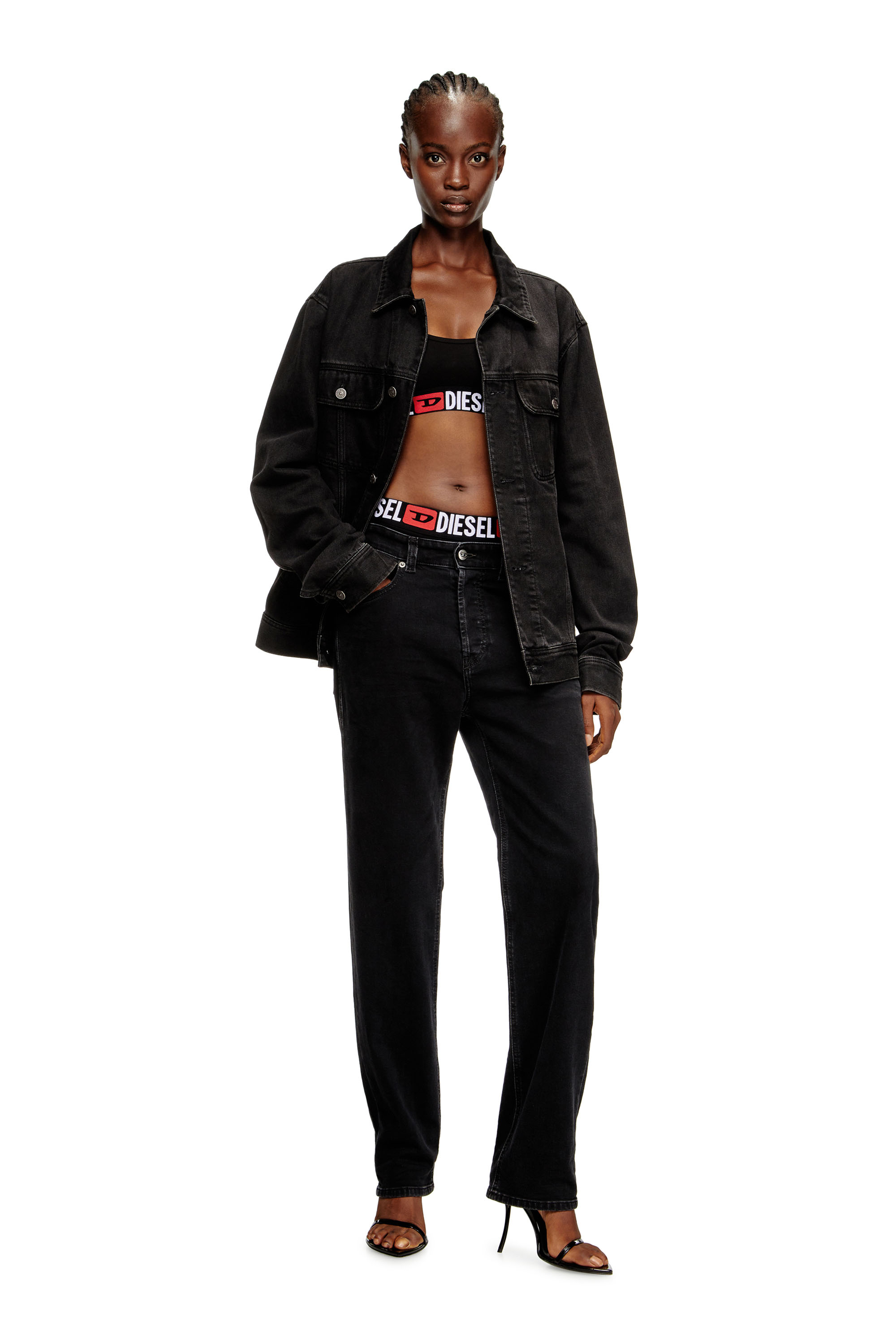 Diesel - UFSB-ORIBA, Bralette con fascia logata Donna in Nero - 6