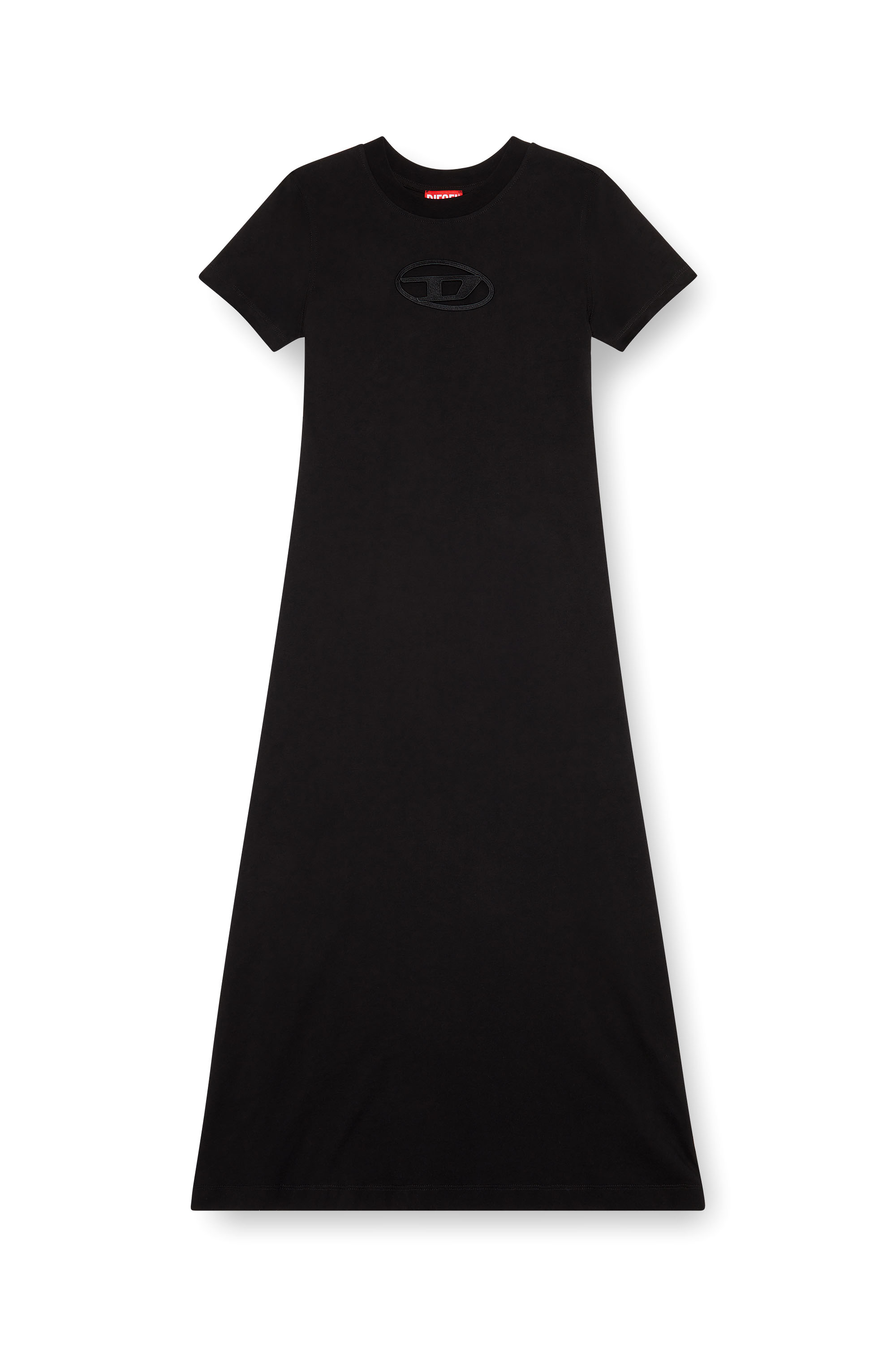 Diesel - D-ALIN-OD, Damen T-Shirt-Kleid mit D-Stickerei in Schwarz - Image 1