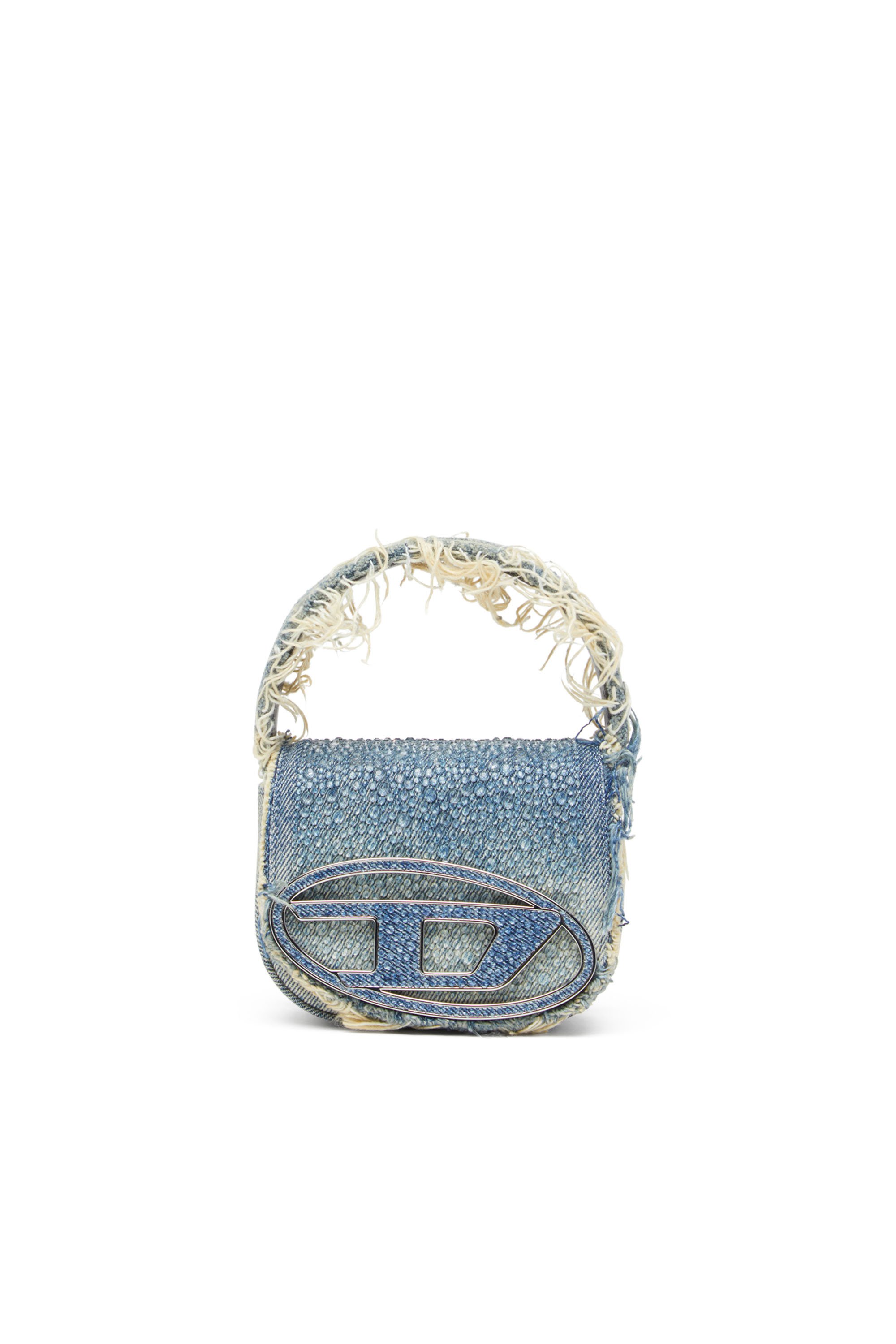 Diesel - 1DR XS, Woman's 1DR XS-Iconic mini bag in denim and crystals in Blue - 1