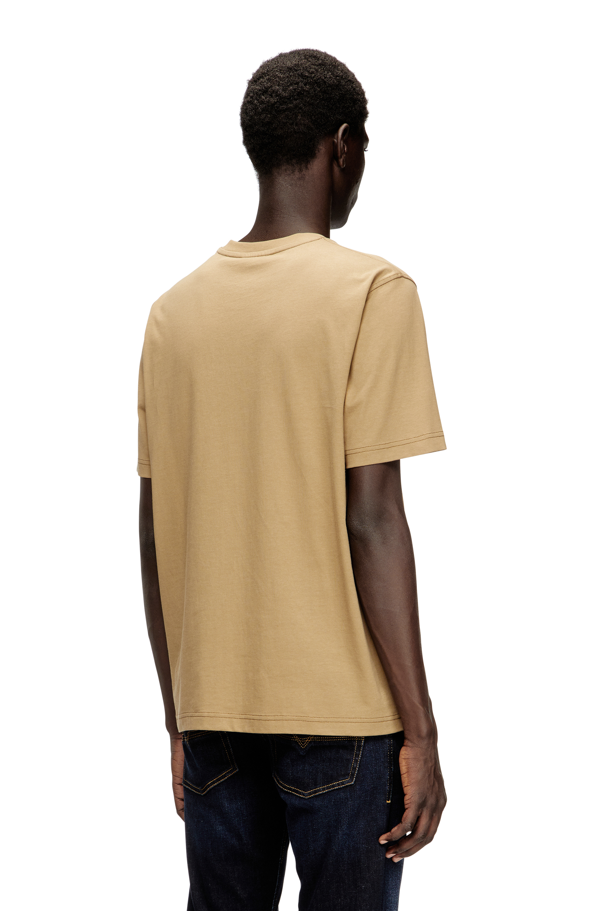 Diesel - T-ADJUST-V2, T-shirt en coton léger avec logo délavé Homme in Beige - 4