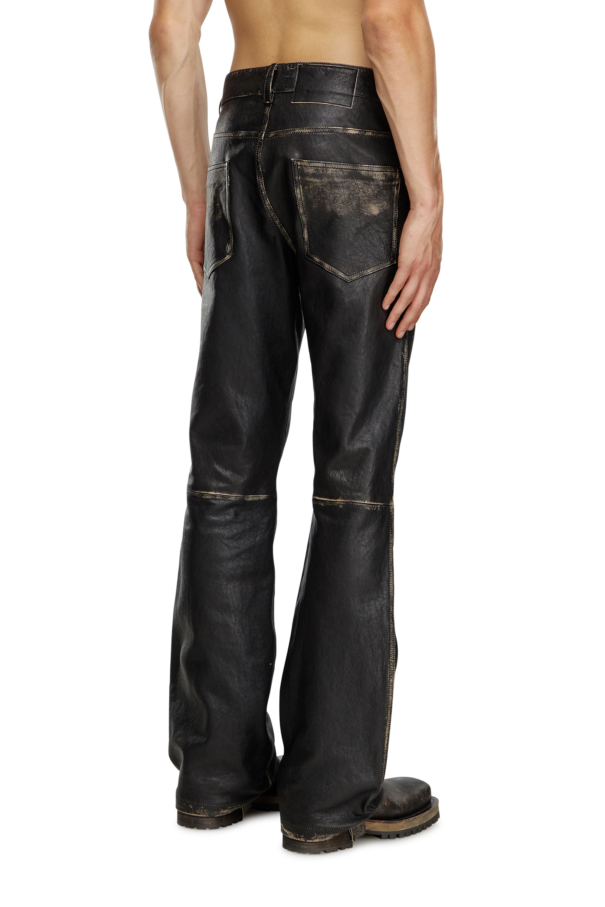 Diesel - P-BLIXIA, Uomo Distressed leather pants in Nero - Image 4