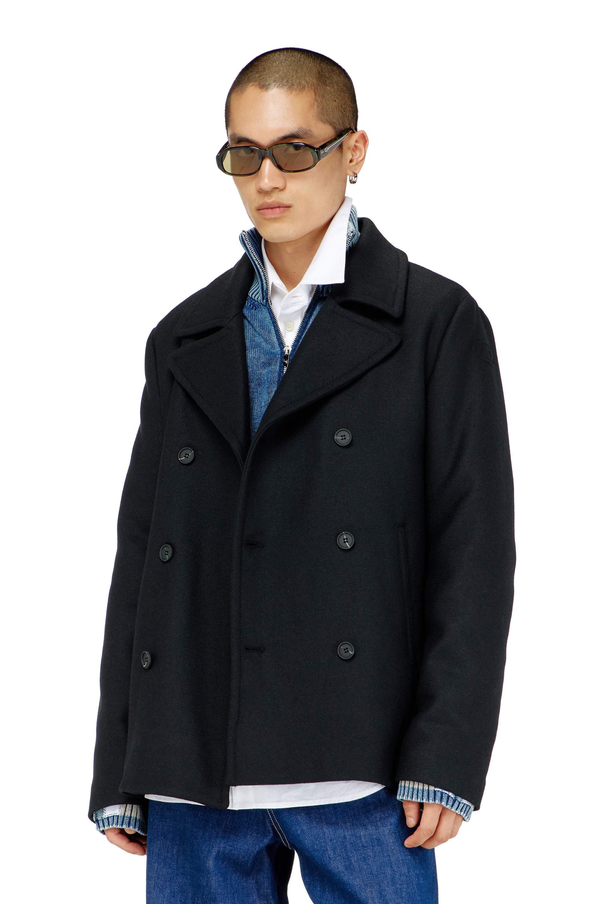 Diesel - W-HALEY-WRD, Caban in panno di lana tecnica Uomo in Nero - 1