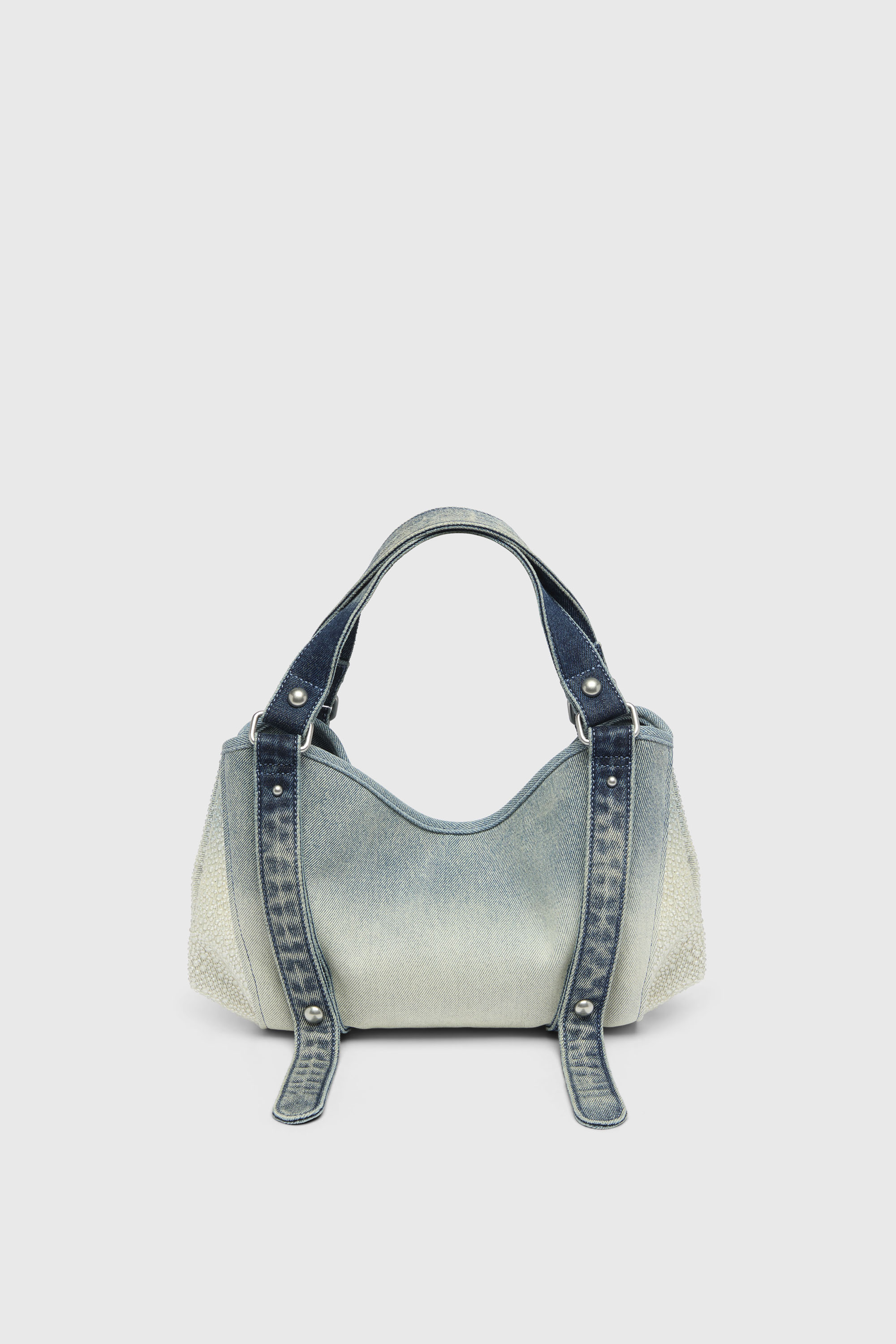 Diesel - D-ONE TOPHANDLE S, D-One-Sac small &agrave; poign&eacute;e sup&eacute;rieure en denim solaris&eacute; orn&eacute; de cristaux Femme in Bleu - 3