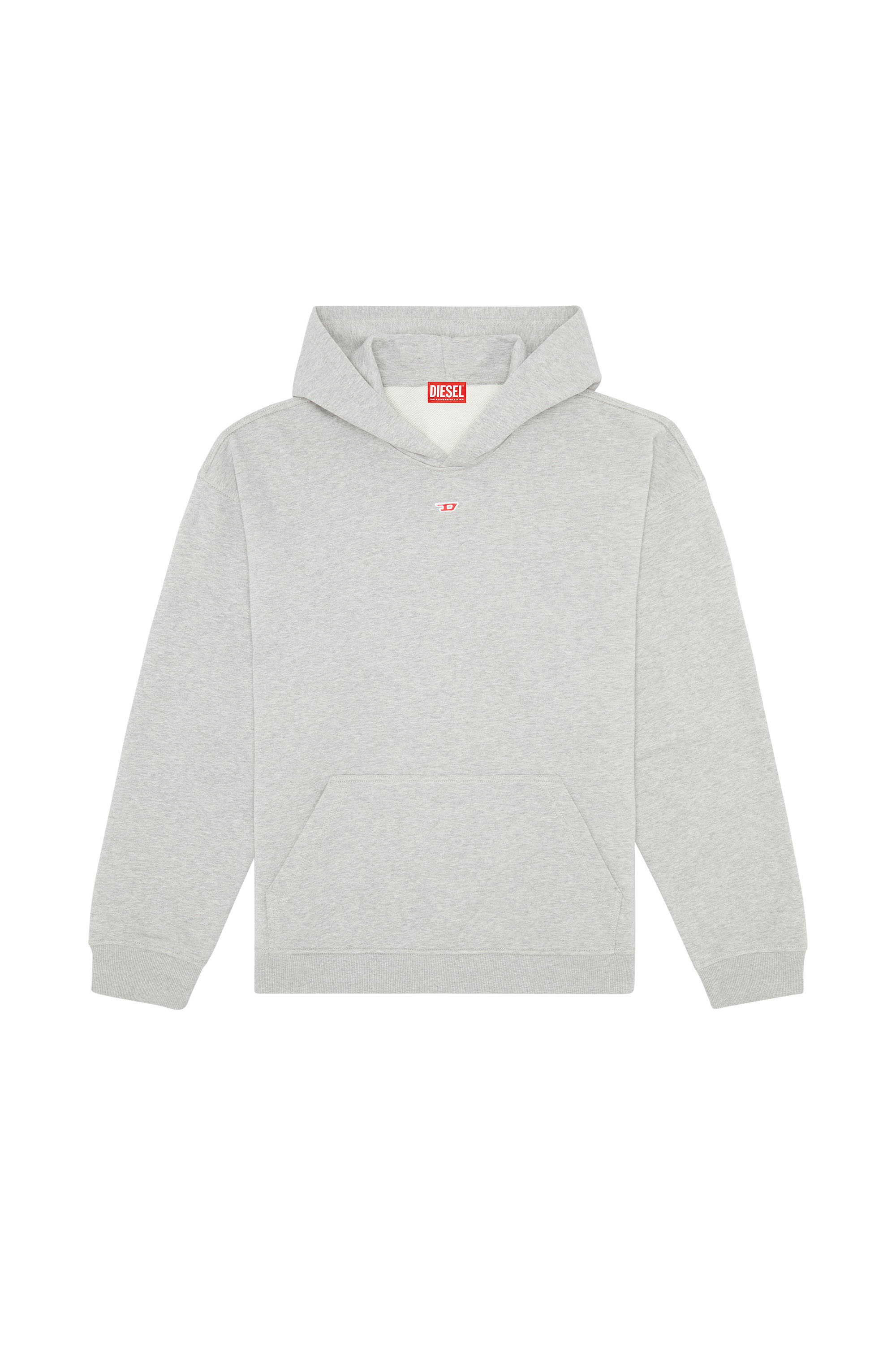 Diesel - S-BOXT-HOOD-D, Man's Hoodie with D logo patch in Light Grey - 3