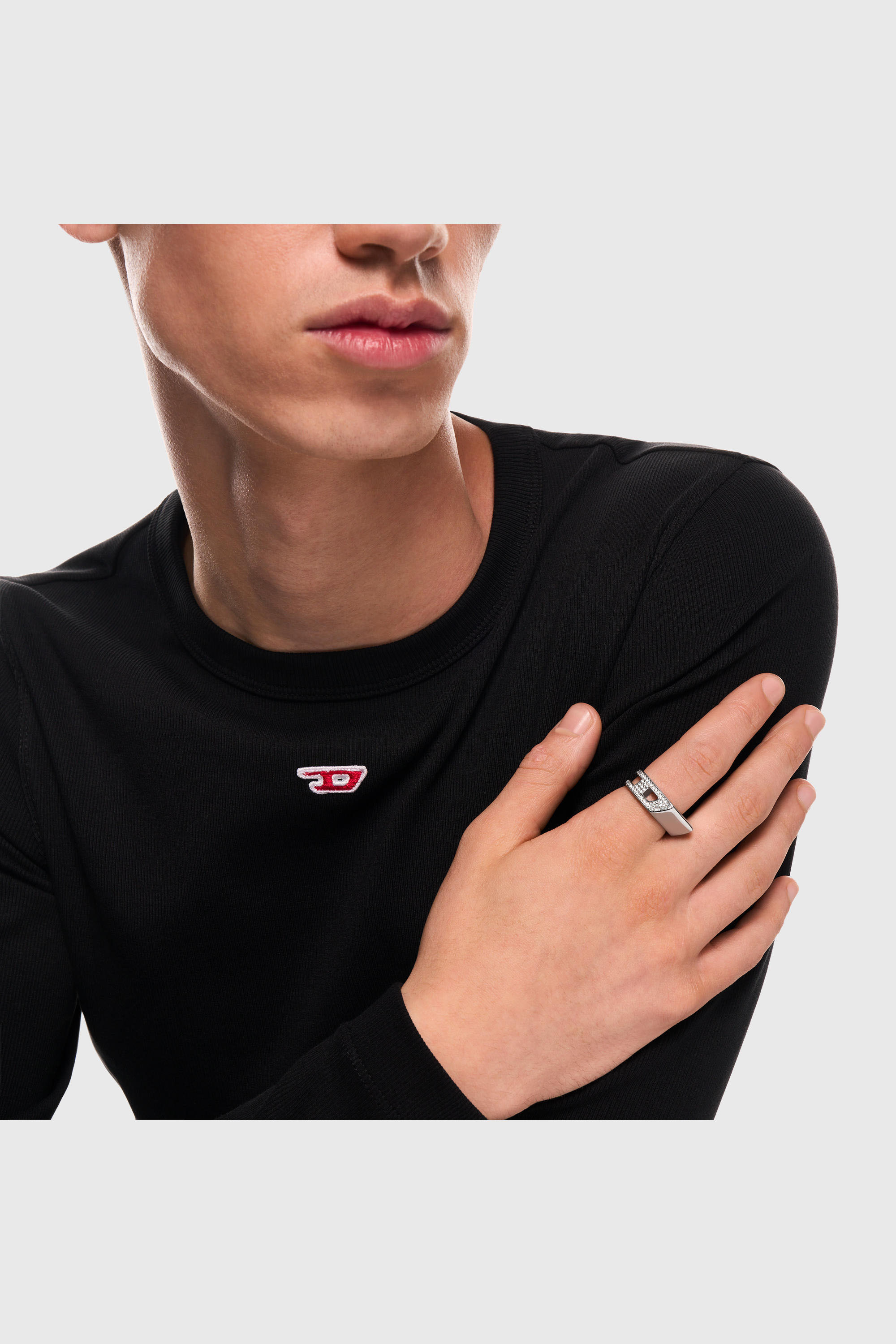 Diesel - DX1740040, Bague anneau en acier inoxydable sertie de pav&eacute; Mixte in Gris argent&eacute; - 5