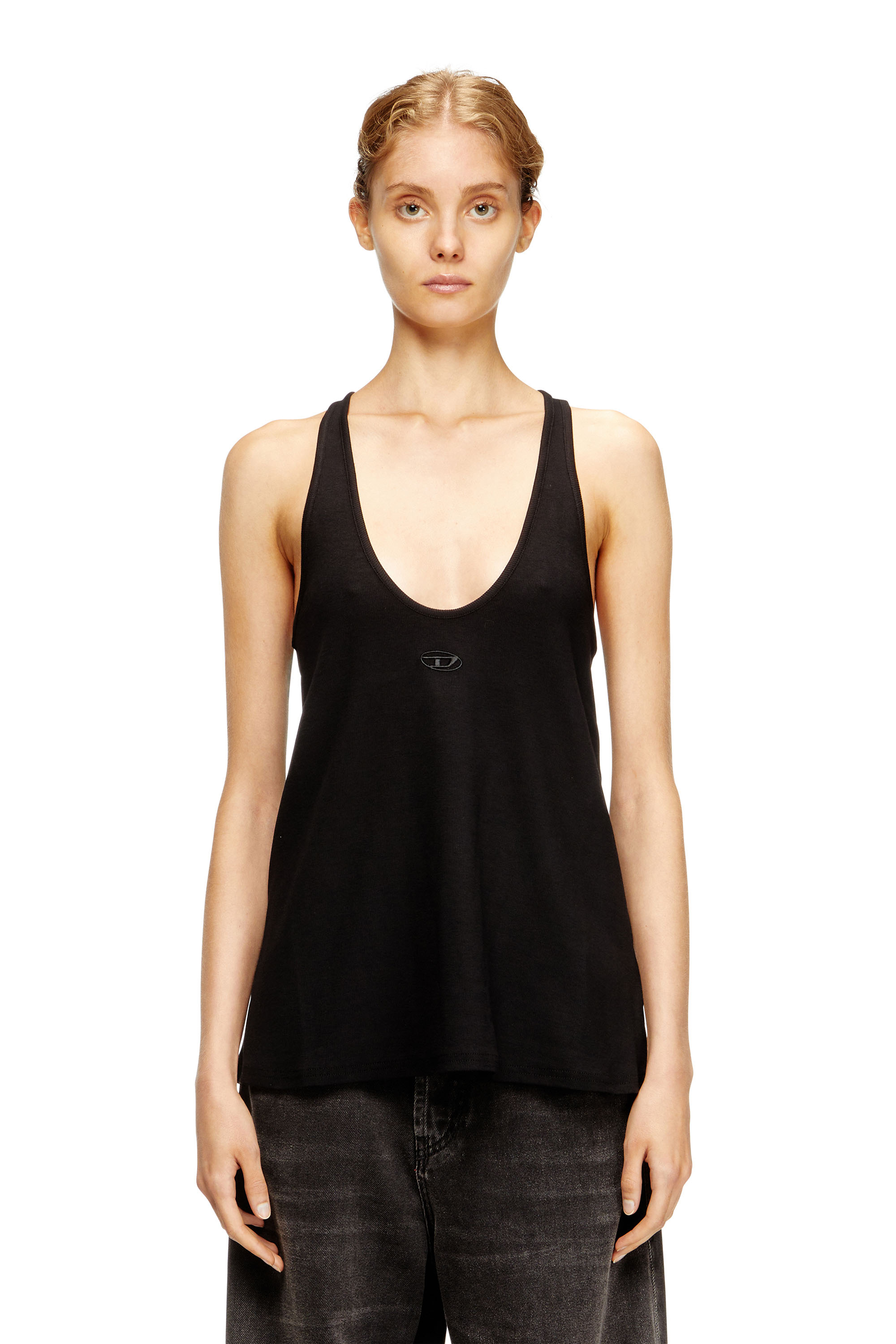 Diesel - T-IPSYA-LKDS, Damen Geripptes Tanktop mit Oval D in null - 1
