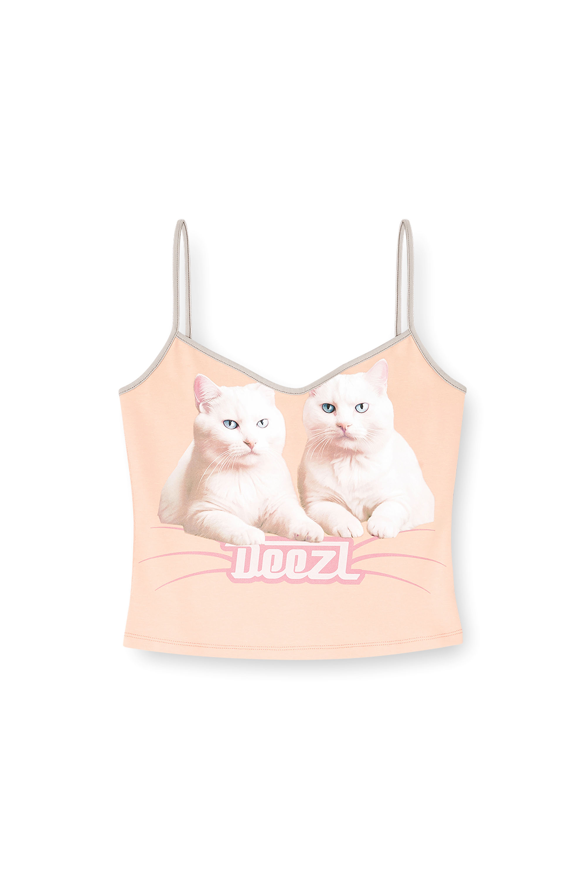 Diesel - T-TOP-R2, Woman's Cotton top with thin straps in Pink - 3