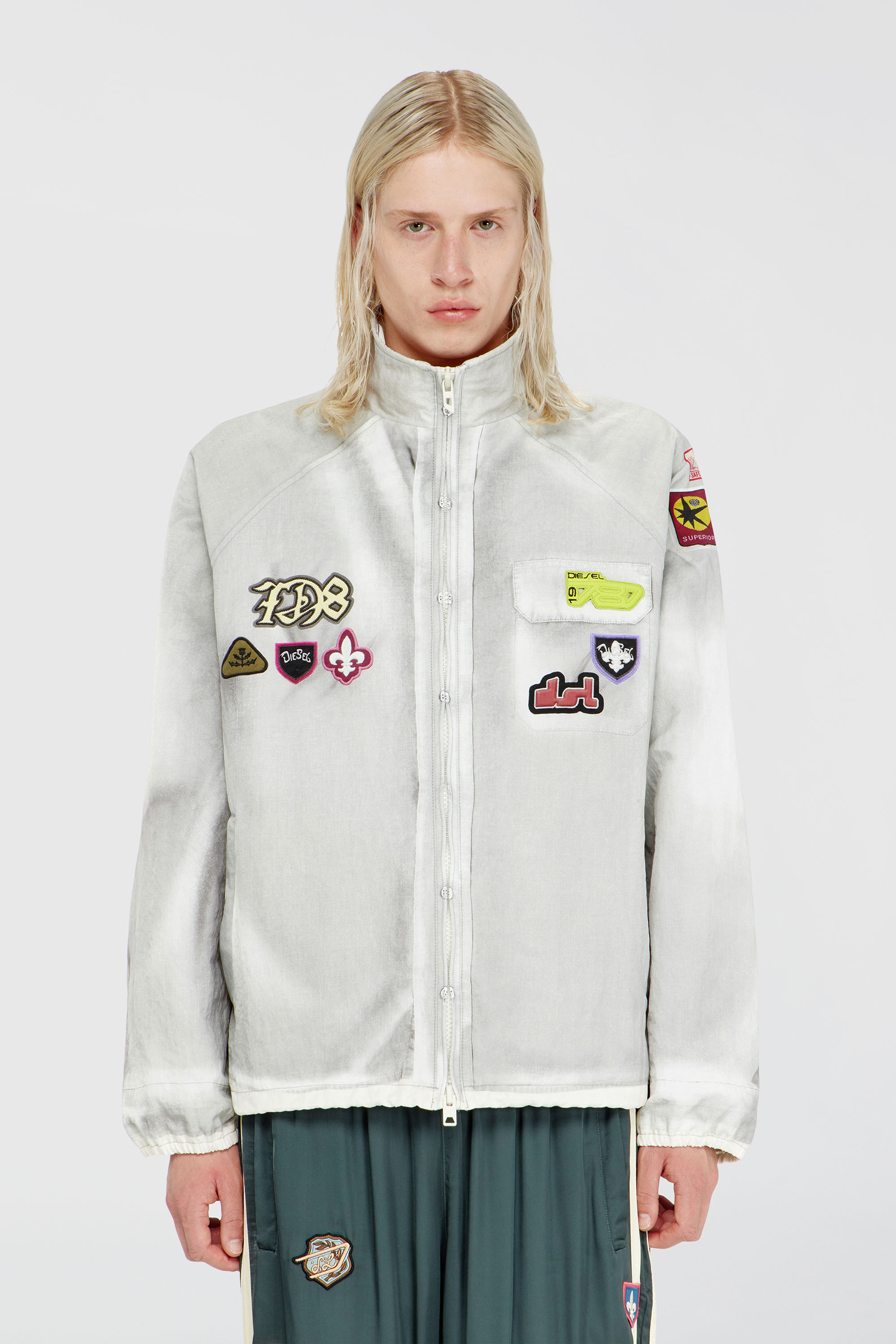 Diesel - J-PATCH, Coupe-vent avec patchs trompe-l&rsquo;&oelig;il Homme in Gris - 5