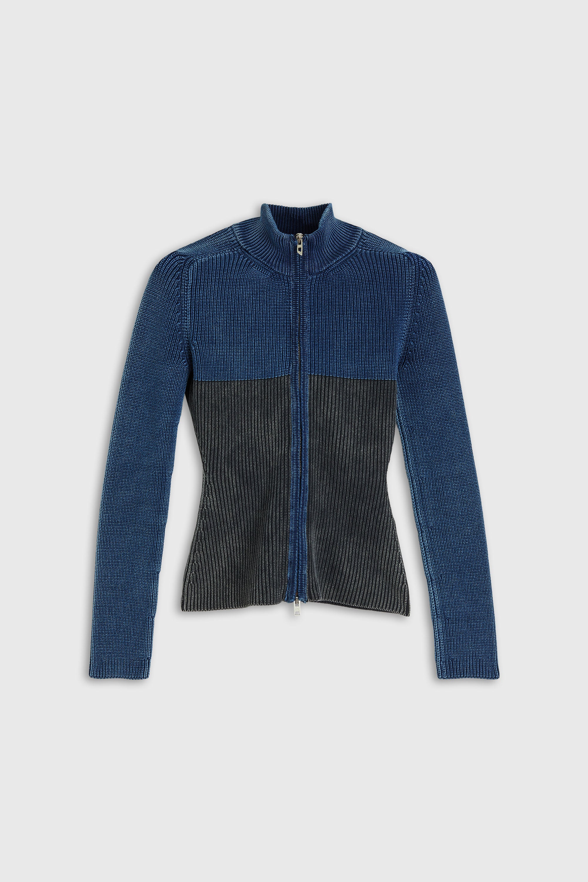 Diesel - M-HERMOSITA, Cardigan zipp&eacute; effet denim bicolore Femme in Polychrome - 2