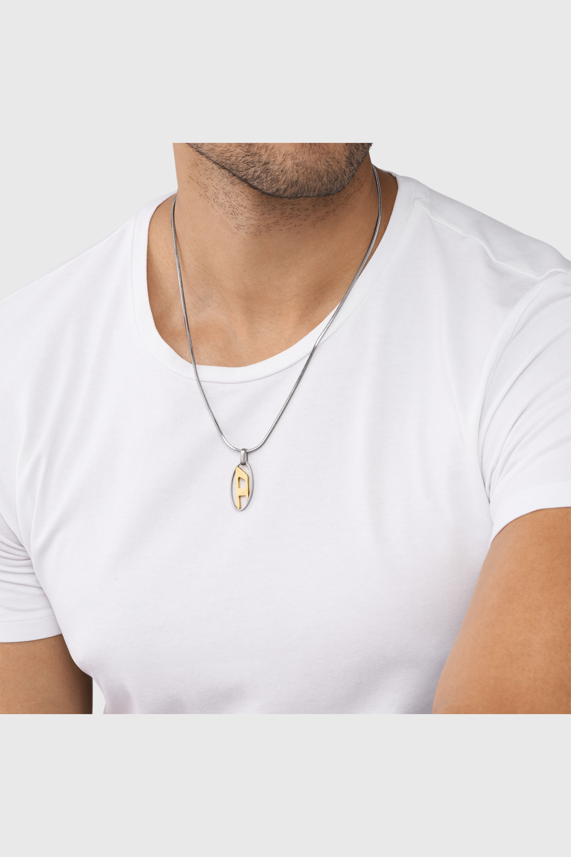 Diesel - DX1421, Collana in acciaio inossidabile bicolore con ciondolo Unisex in Argento - 3