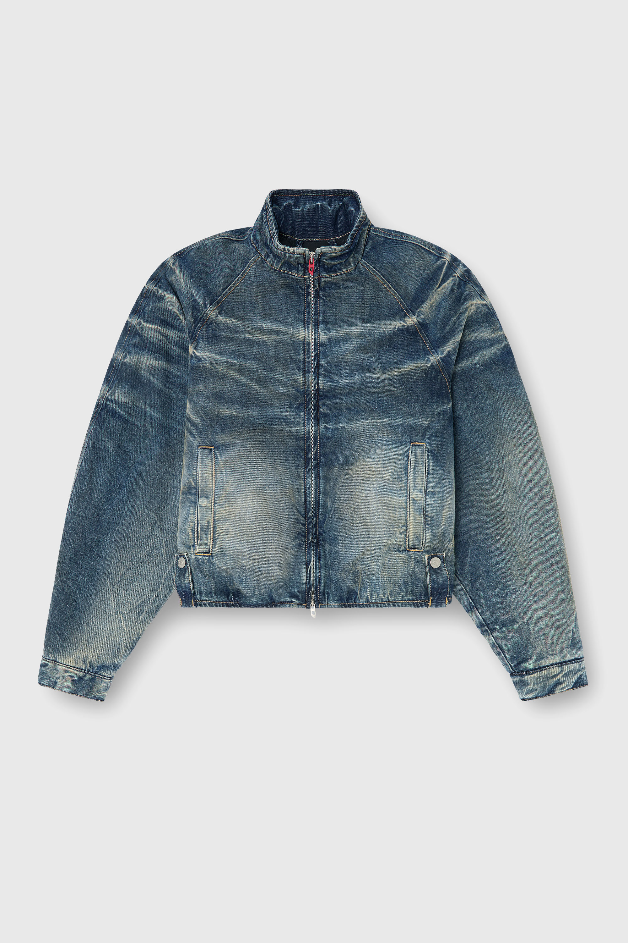 Diesel - DE-BARUS-FSJ1, Giacca imbottita in denim effetto sporco e stropicciato Donna in Blu - 2
