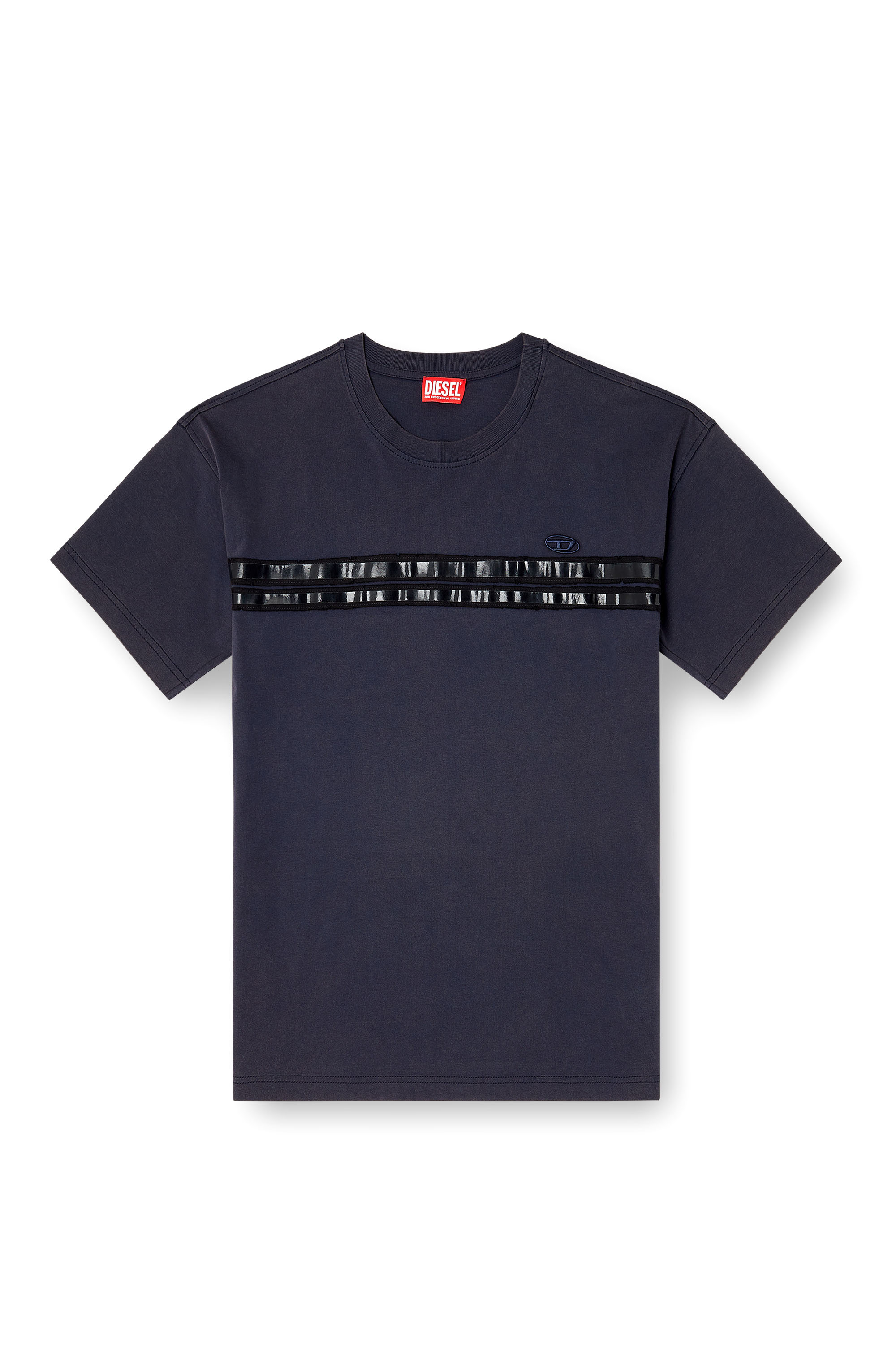 Diesel - T-REDDY, T-shirt classica in cotone con bande in framis Uomo in Blu - 2