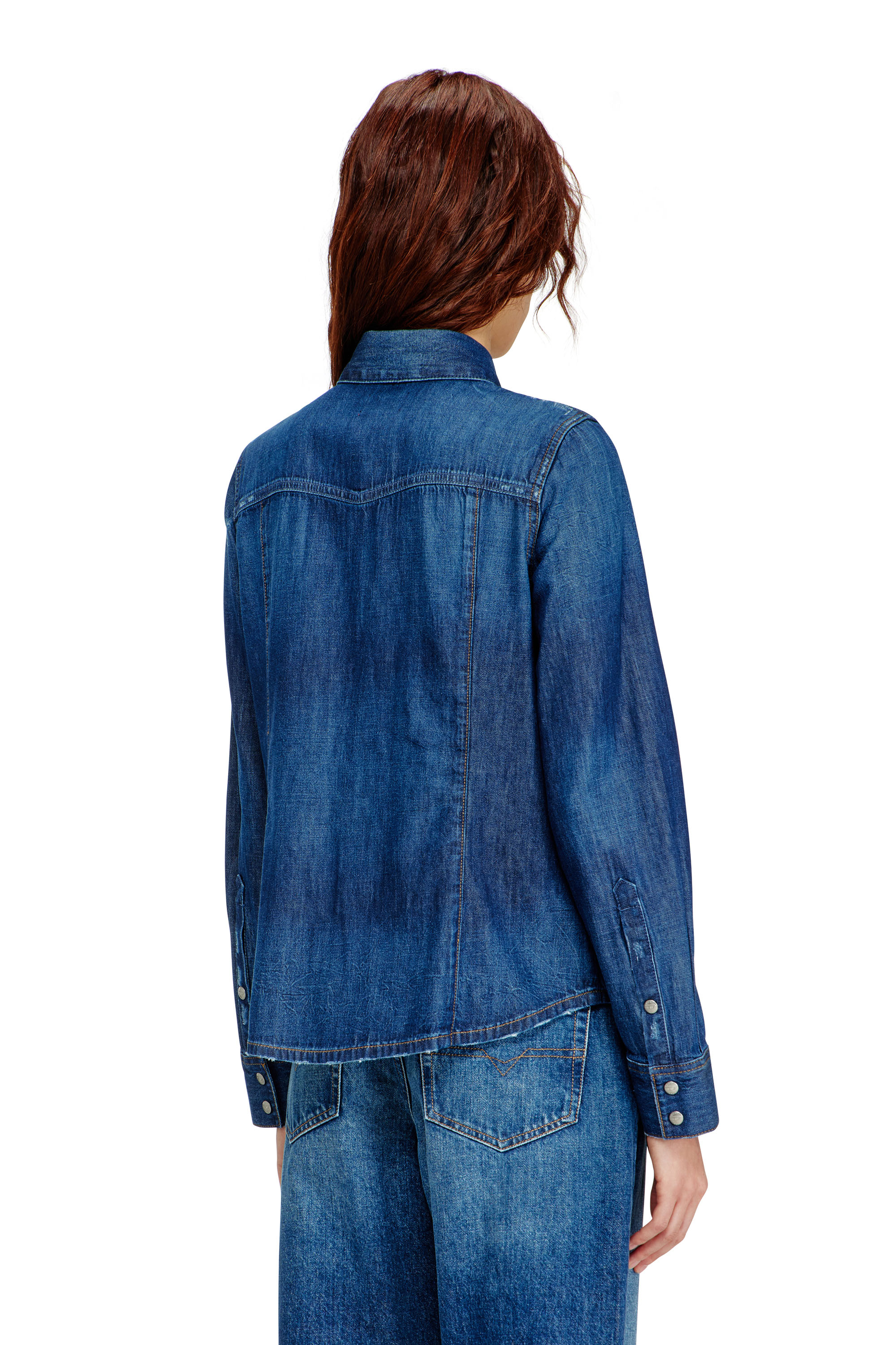 Diesel - DE-WAVES, Chemise western en denim &agrave; lavage propre Femme in Bleu - 4