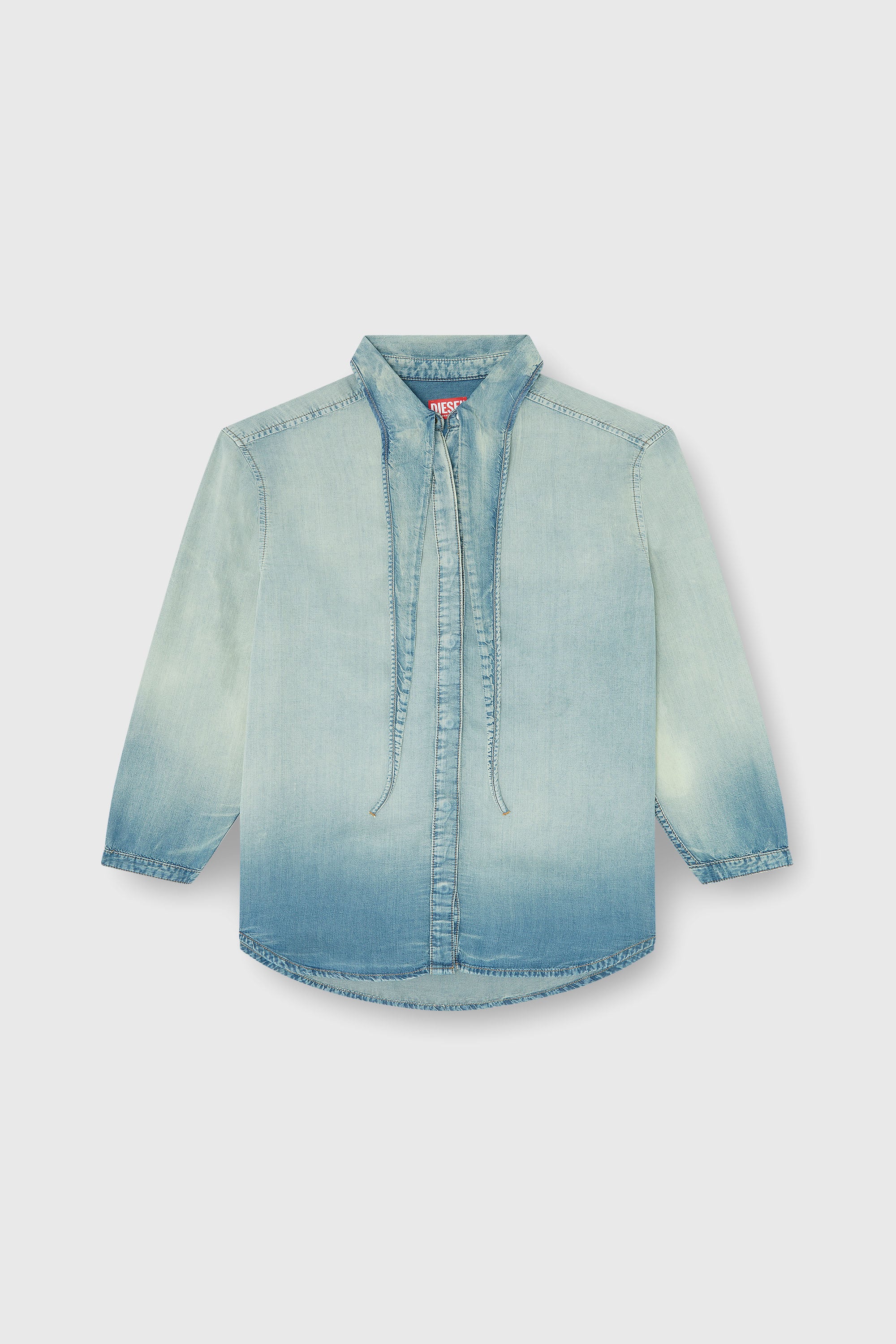 Diesel - DE-ARVEN-S1, Damen Hemd aus marmoriertem, flie&szlig;endem denim in Hellblau - 2