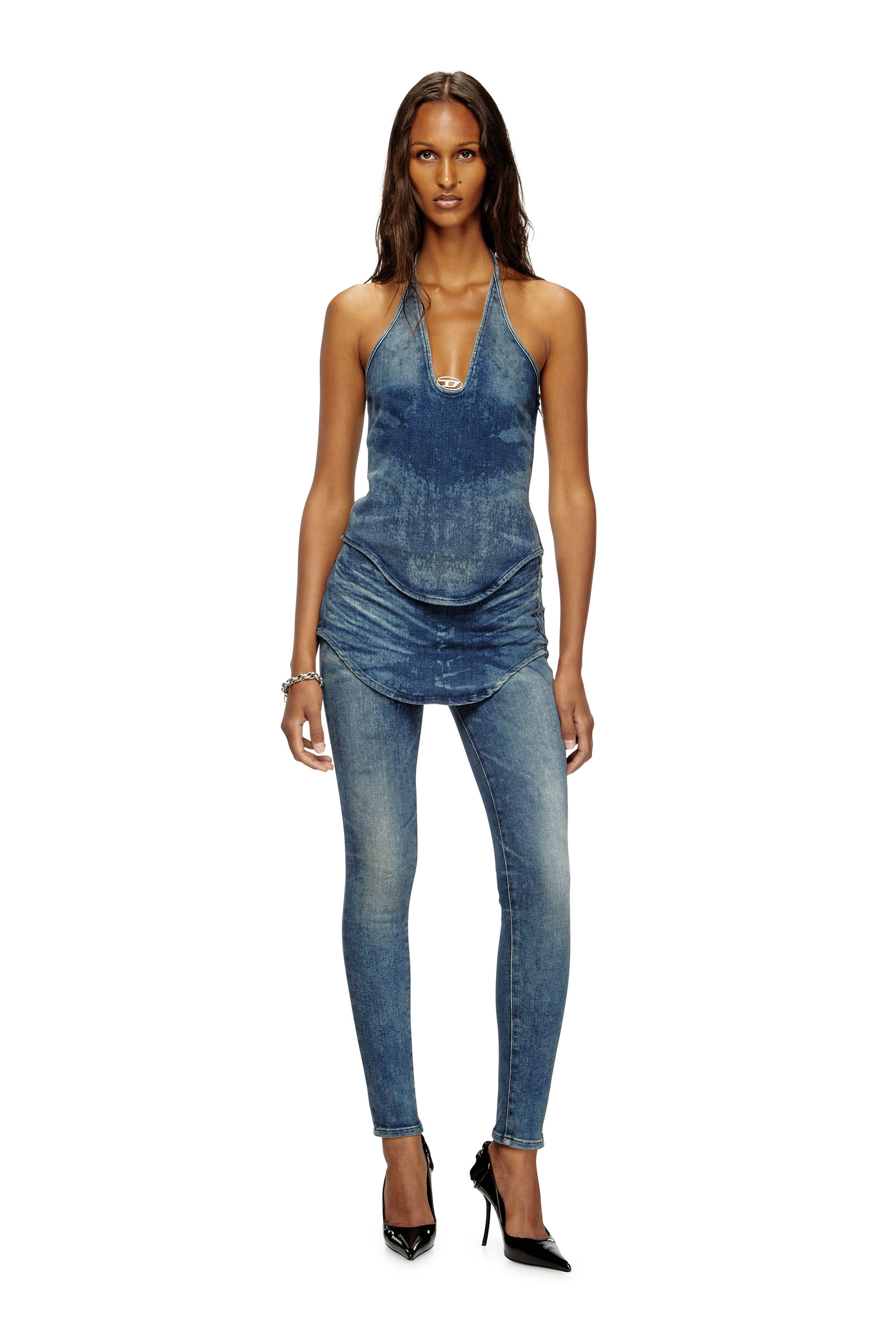 Diesel - Slim Jeans D-Gnol 09M95 Femme, Bleu moyen - Image 2