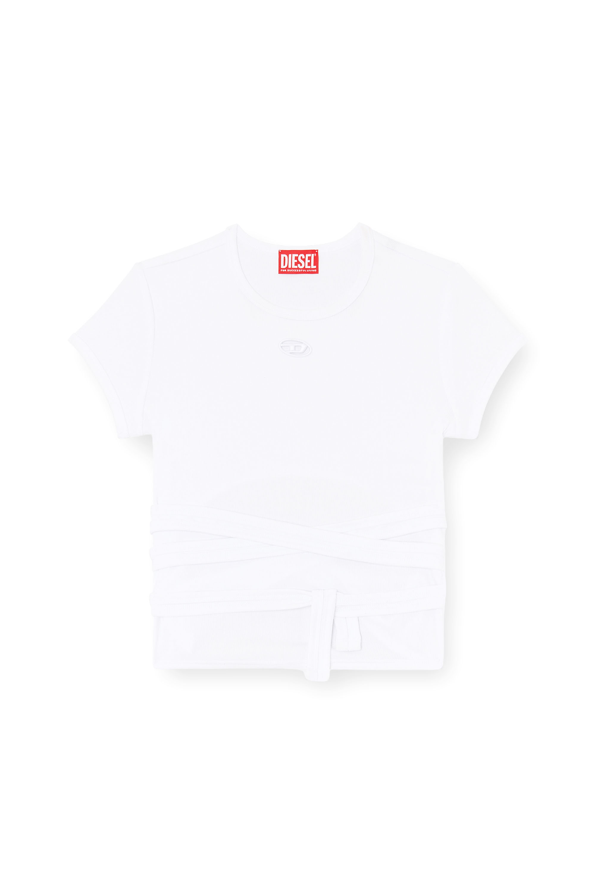 Diesel - T-BUNNY-TAIL-S1, Haut c&ocirc;tel&eacute; avec lacets enveloppants Femme in Blanc - 3