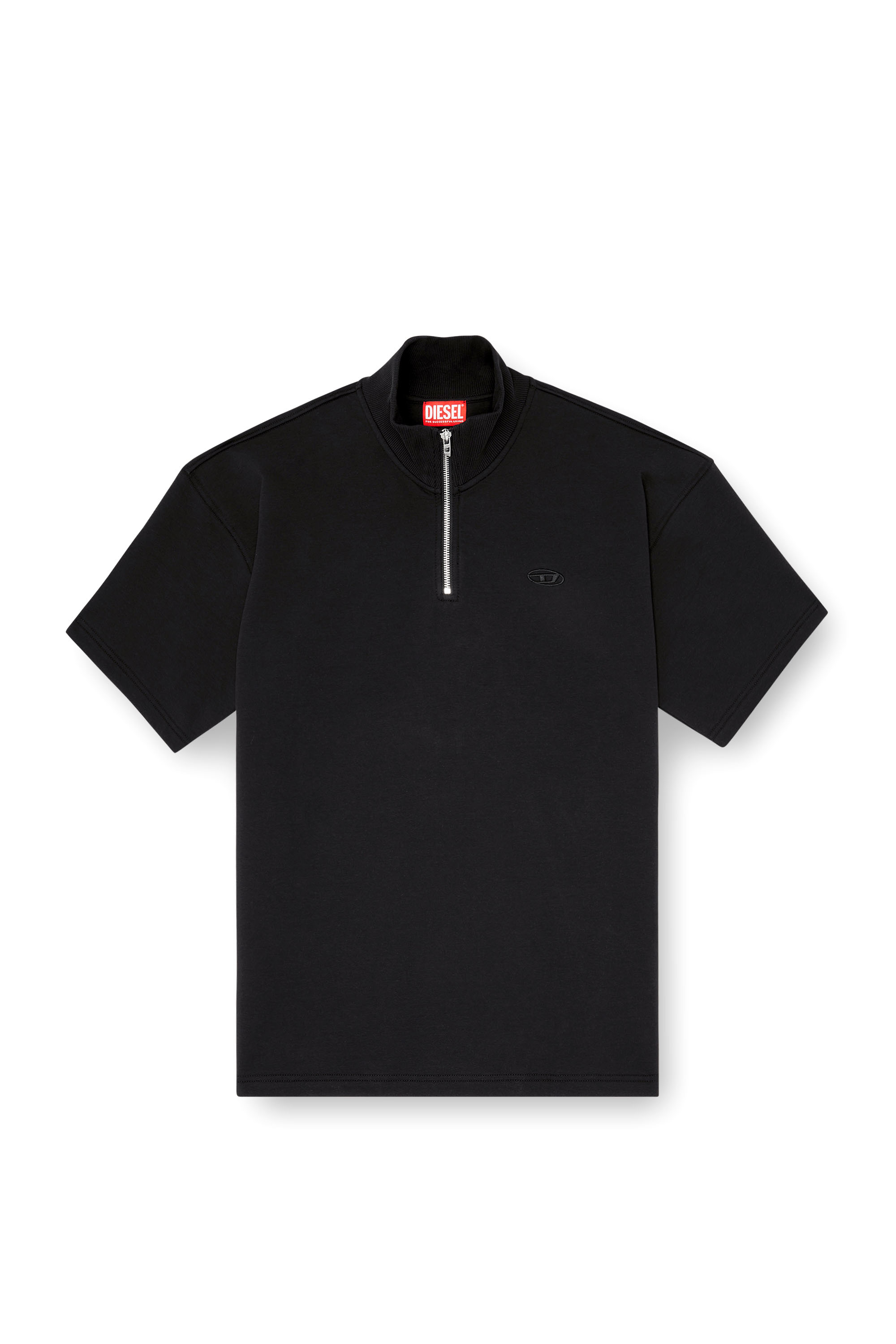 Diesel - S-CUBY, Sweat-shirt &agrave; manches courtes zipp&eacute; en scuba l&eacute;ger Homme in Noir - 2