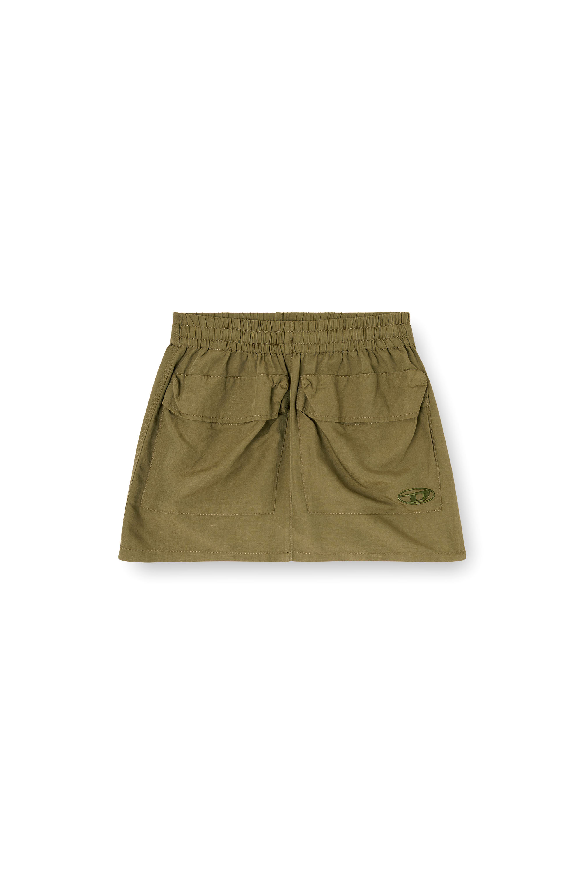 Diesel - O-CEAN-S2, Jupe courte en m&eacute;lange de lin avec poches cargo Femme in Vert - 2