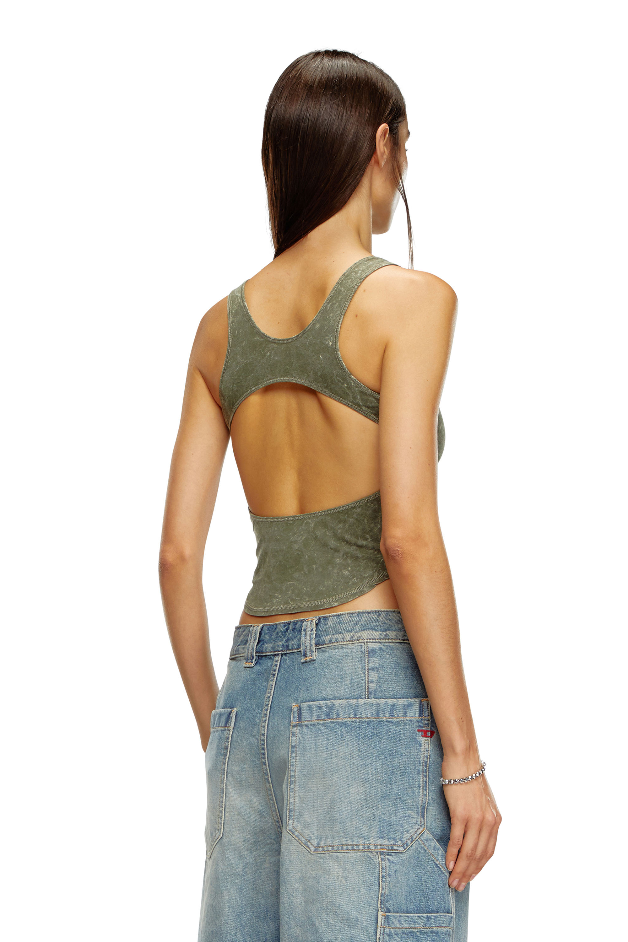 Diesel - T-AVENA-P1, Woman Open-back top with marbled effect in Green - Image 3