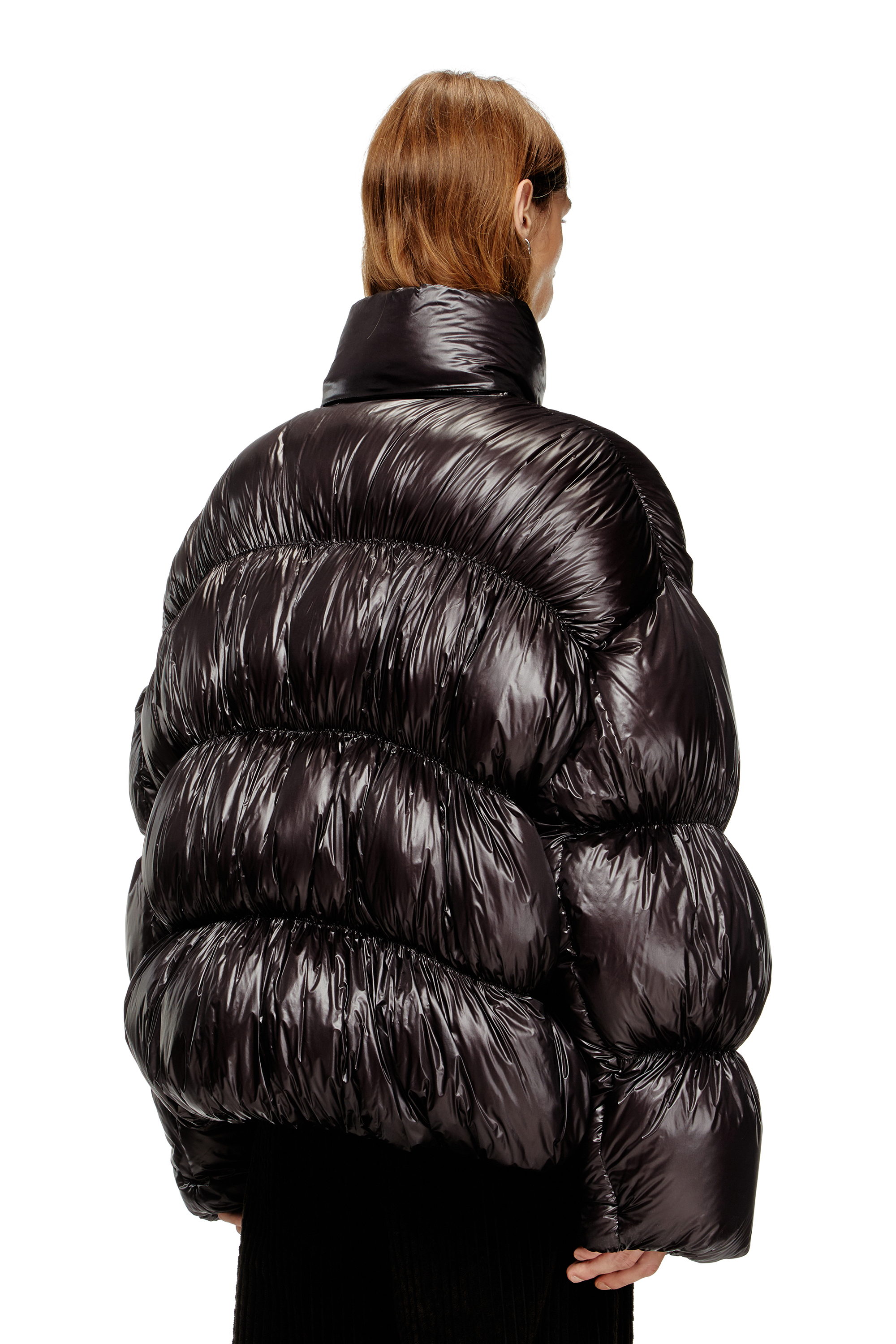 Diesel - W-CHOCO, Herren Daunen-Jacke mit Kapuze und Blaseneffekt in Schwarz - 4